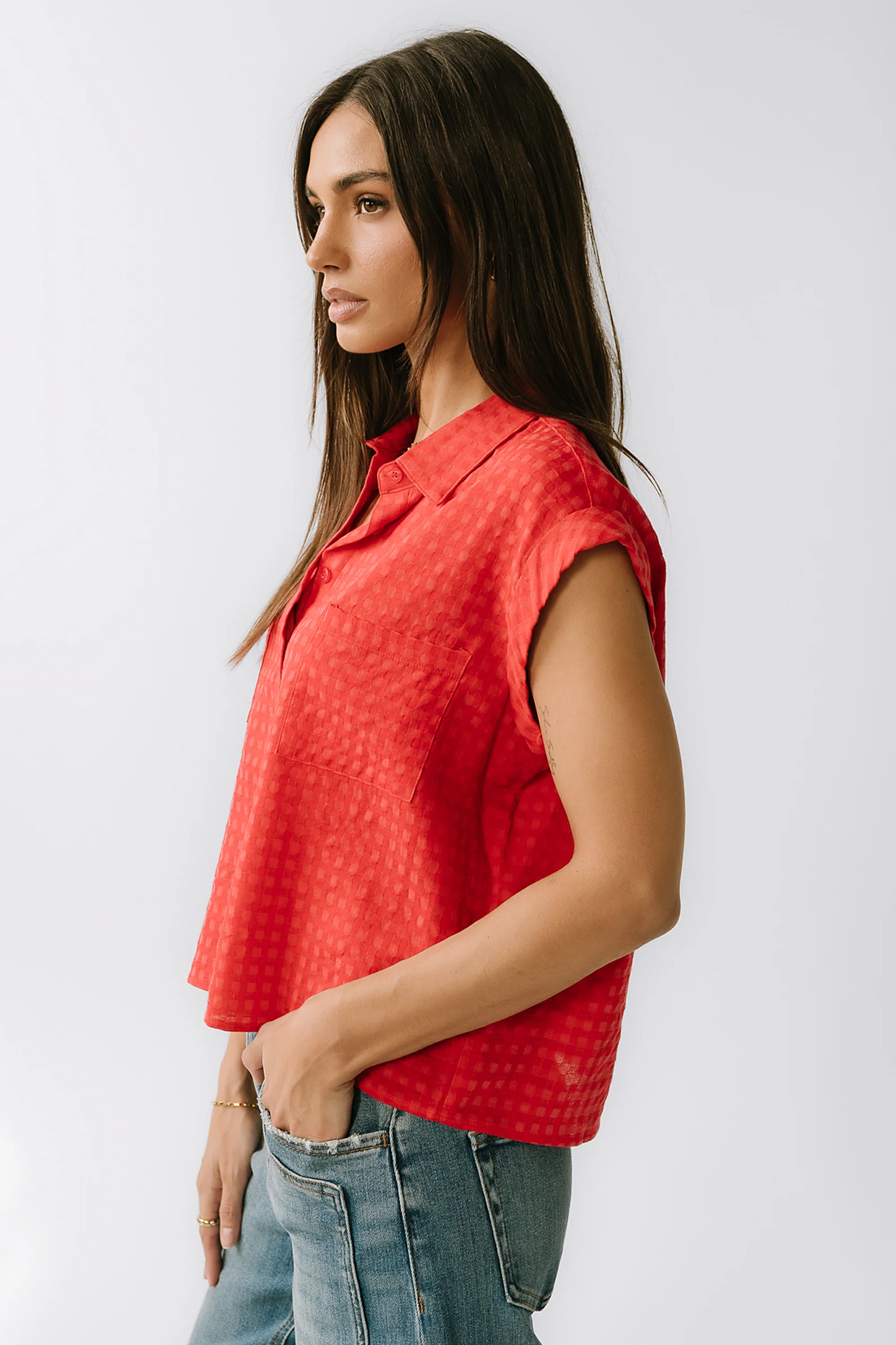 Isla Sheer Blouse in Red - FINAL SALE - Image 2