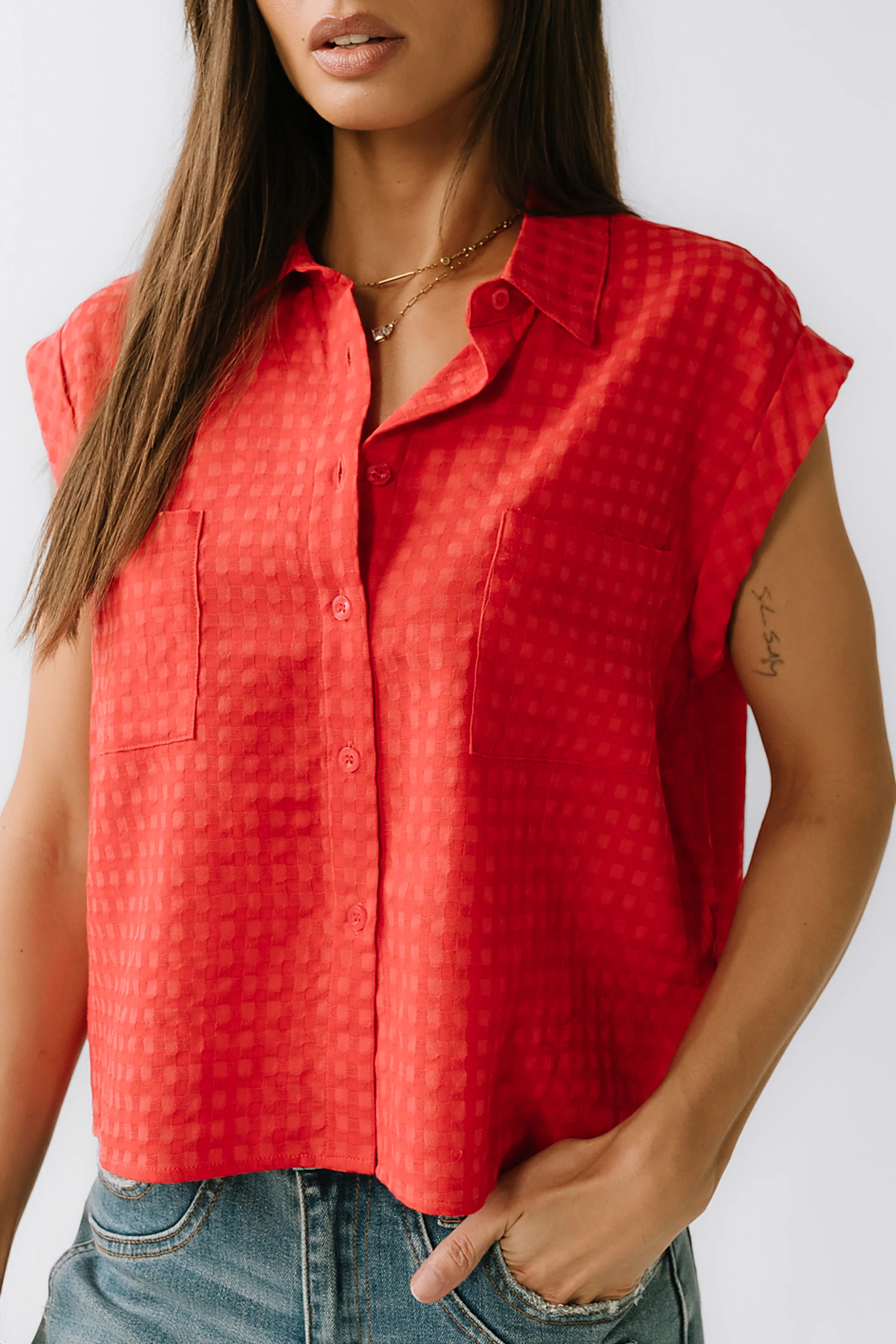 Isla Sheer Blouse in Red - FINAL SALE - Image 4