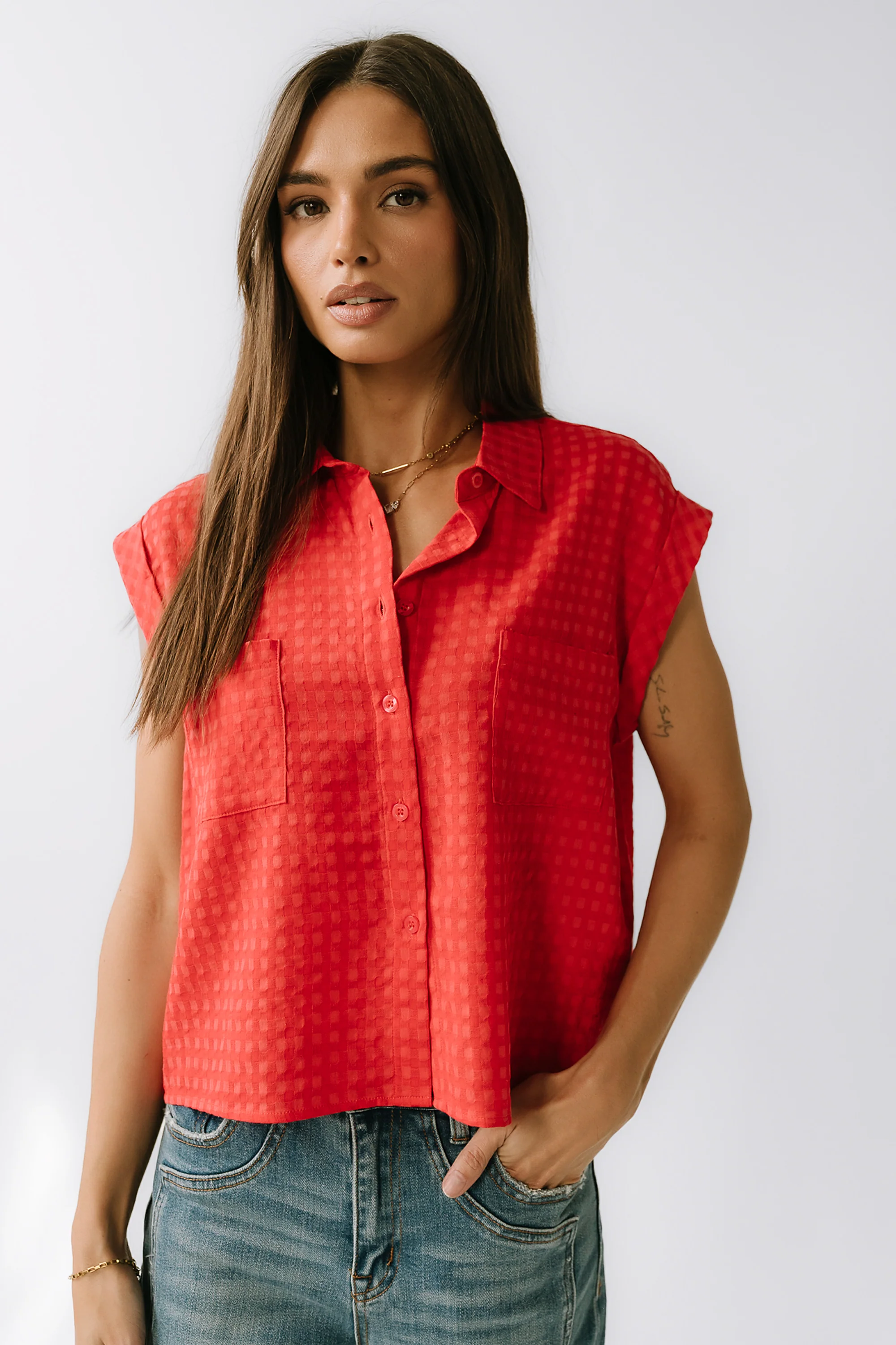 Isla Sheer Blouse in Red - FINAL SALE - Image 5