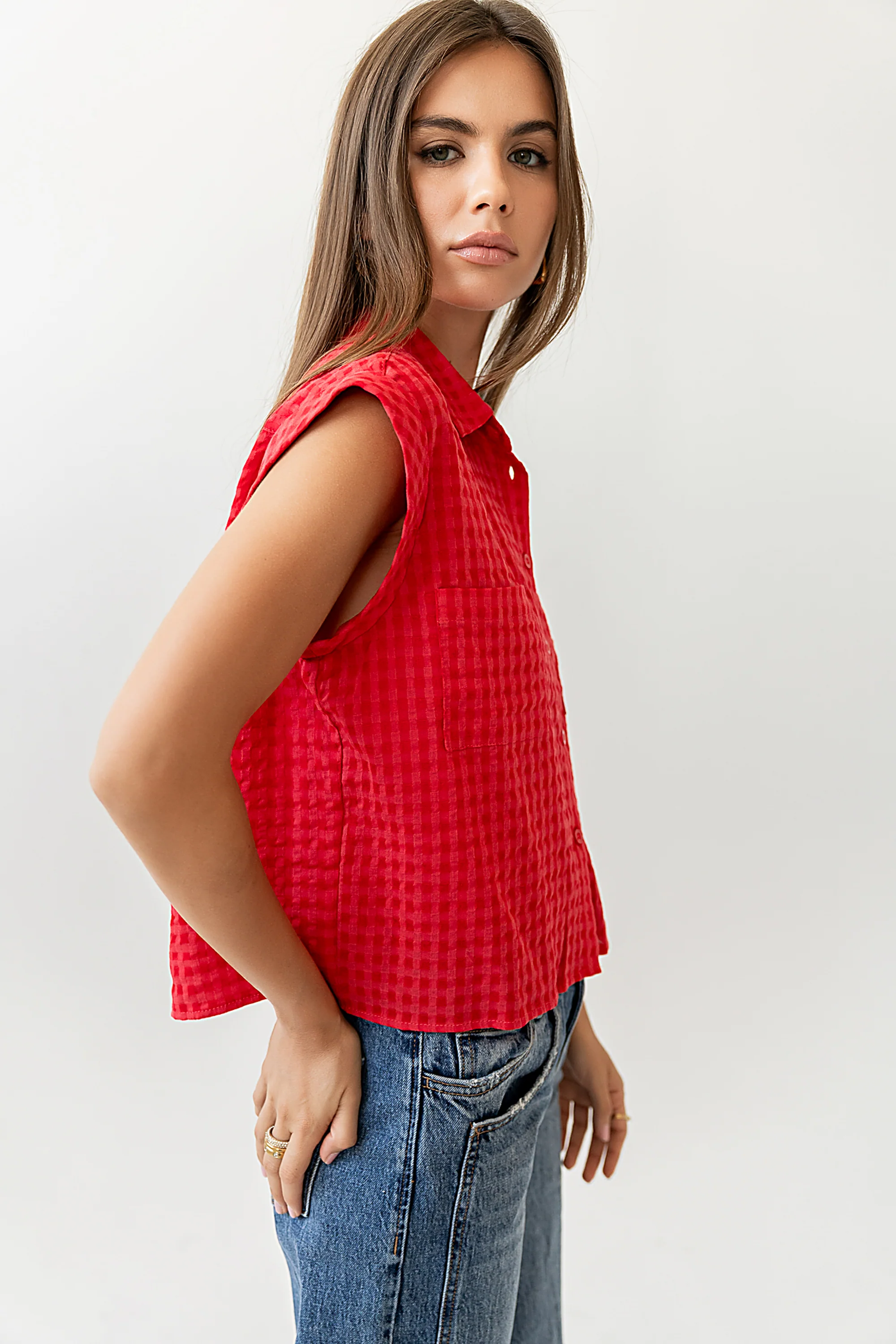 Isla Sheer Blouse in Red - FINAL SALE - Image 6