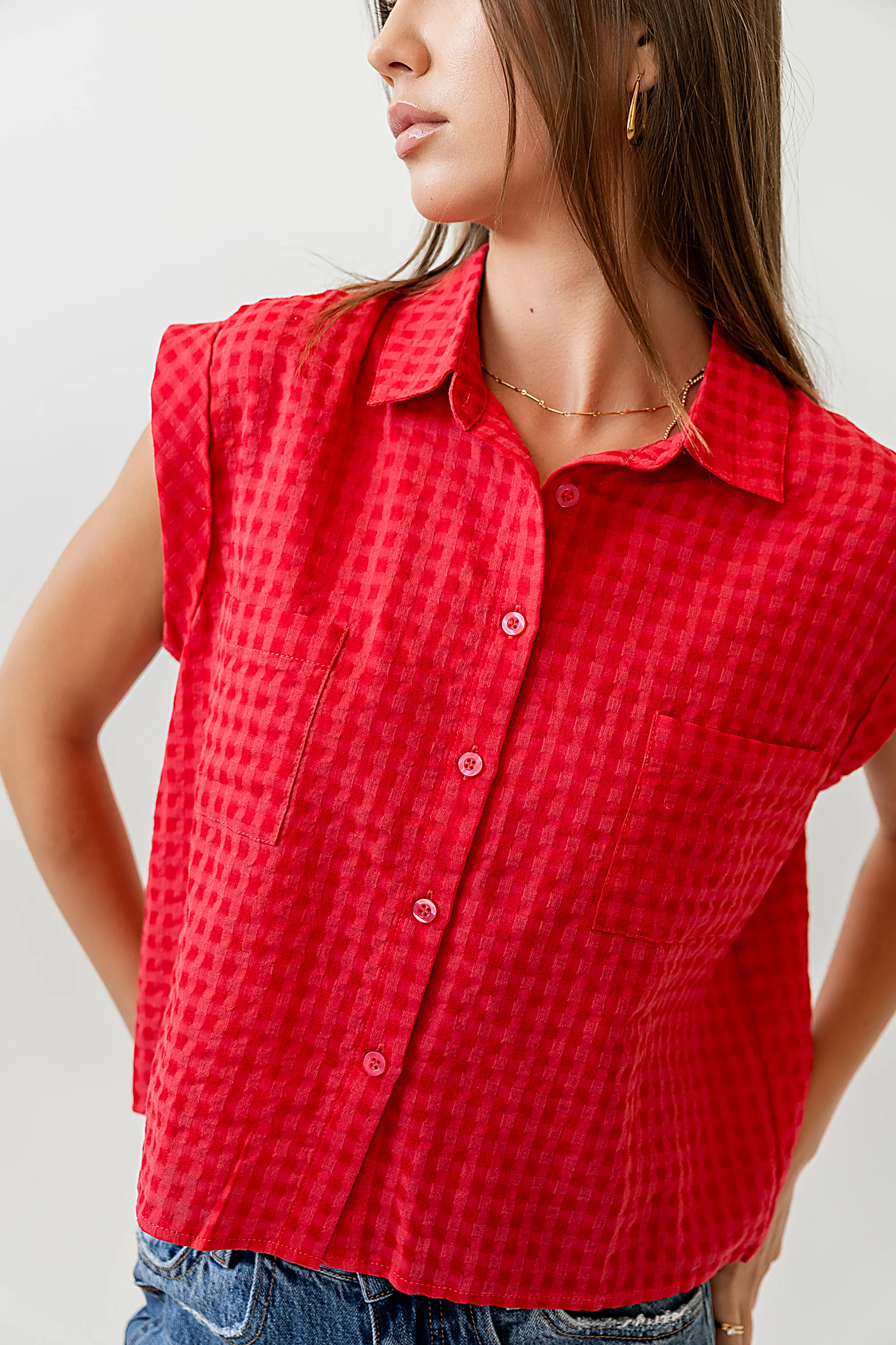 Isla Sheer Blouse in Red - FINAL SALE - Image 7