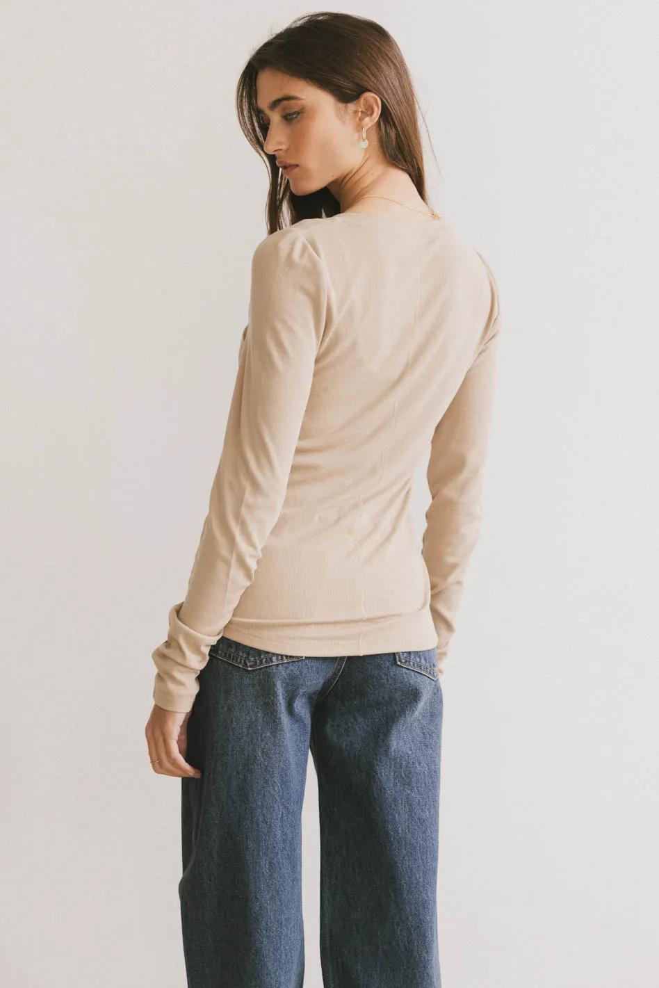 Ivanna Henley Top in Taupe - FINAL SALE - Image 2