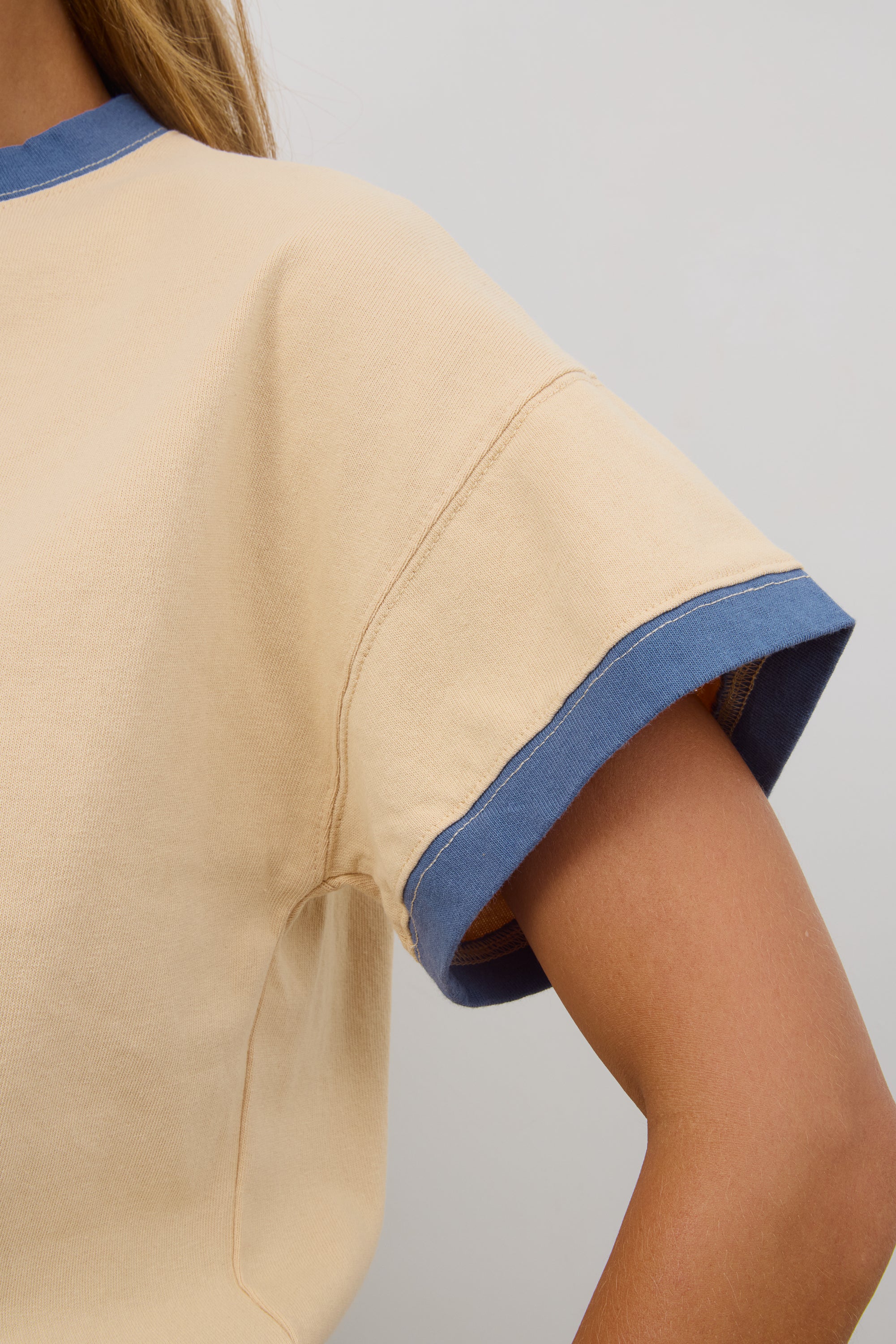 Jace Contrast Tee in Beige - FINAL SALE - Image 4