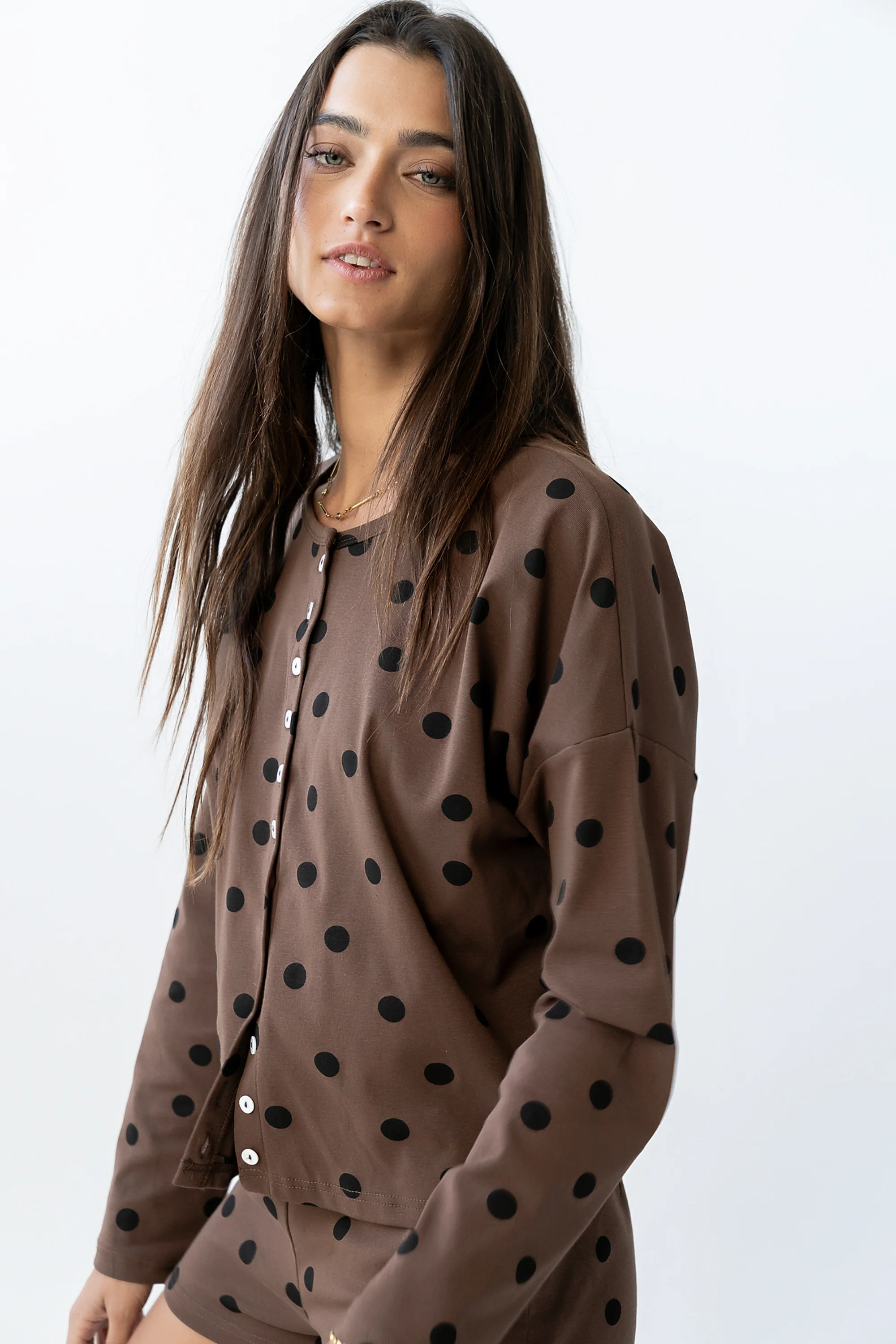 James Polka Dot Cardigan in Brown - FINAL SALE - Image 6