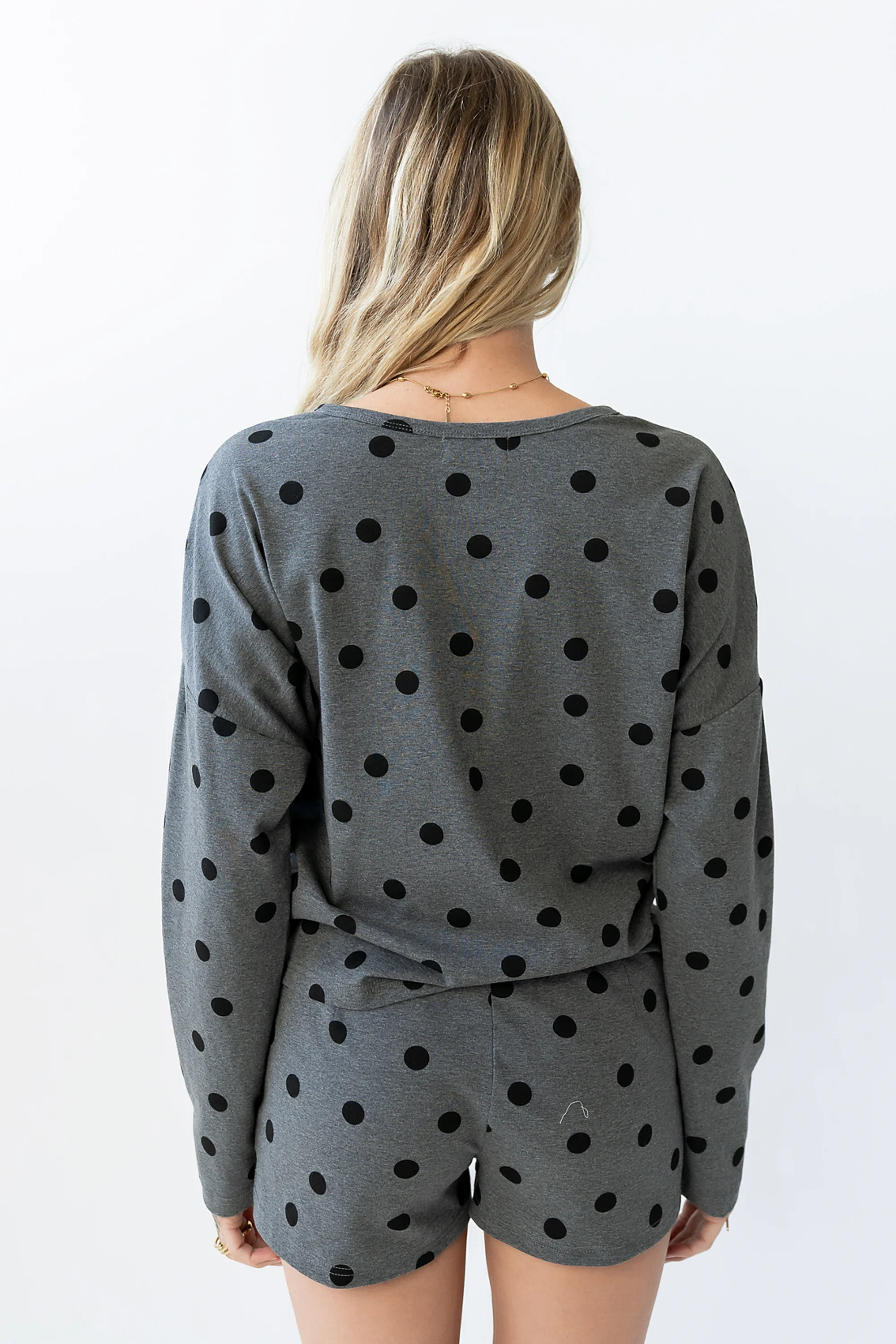 James Polka Dot Long Sleeve in Charcoal - FINAL SALE - Image 6