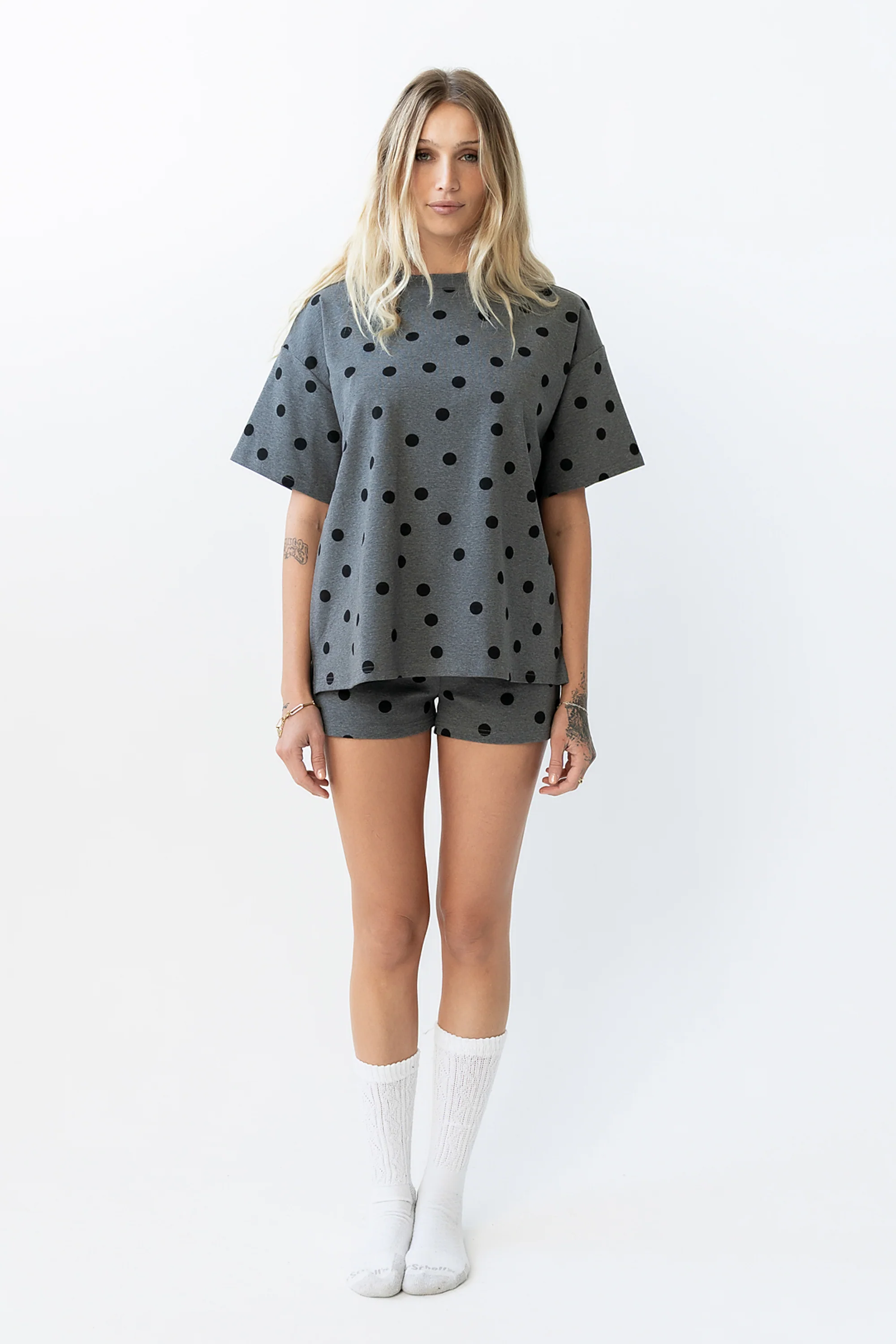 James Polka Dot Tee in Charcoal - FINAL SALE - Image 4
