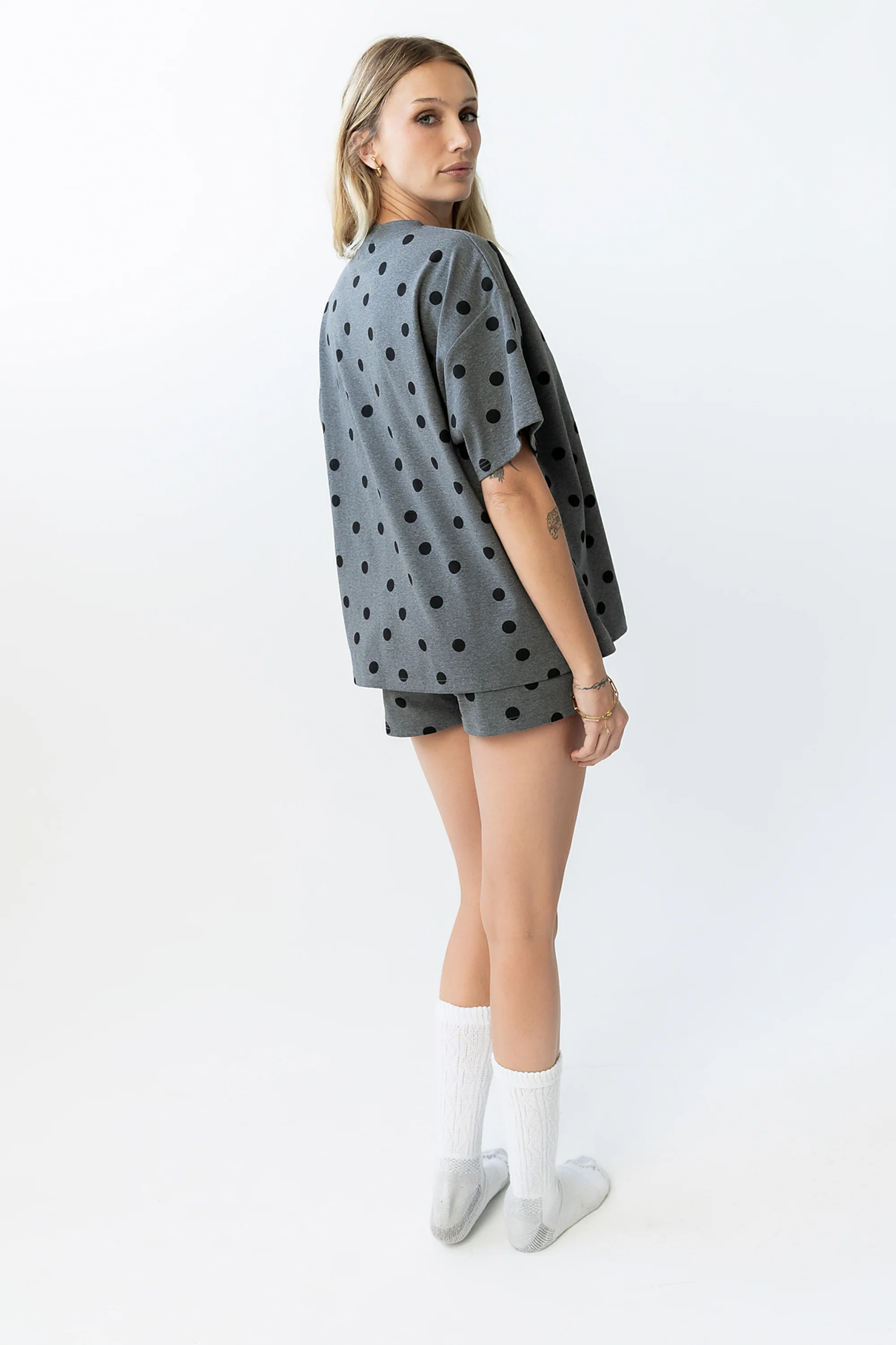 James Polka Dot Tee in Charcoal - FINAL SALE - Image 5