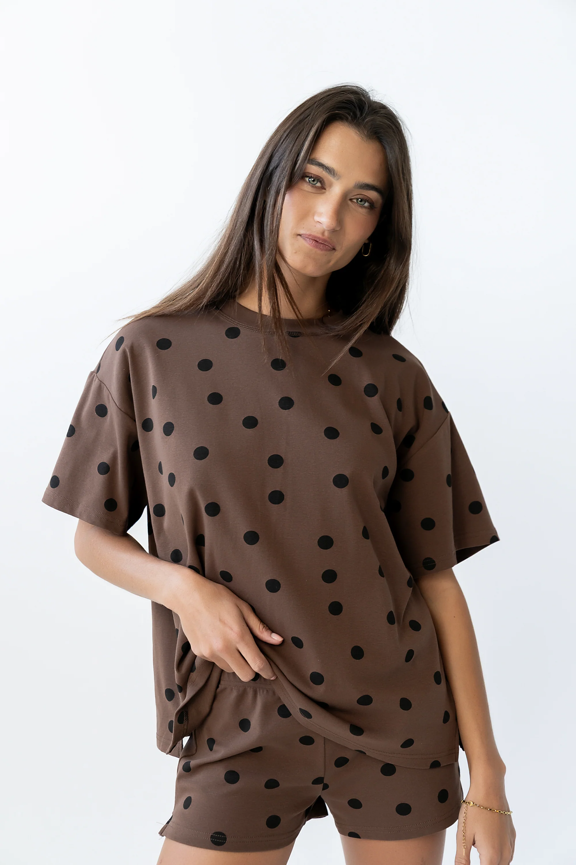 James Polka Dot Tee in Brown - FINAL SALE - Image 4