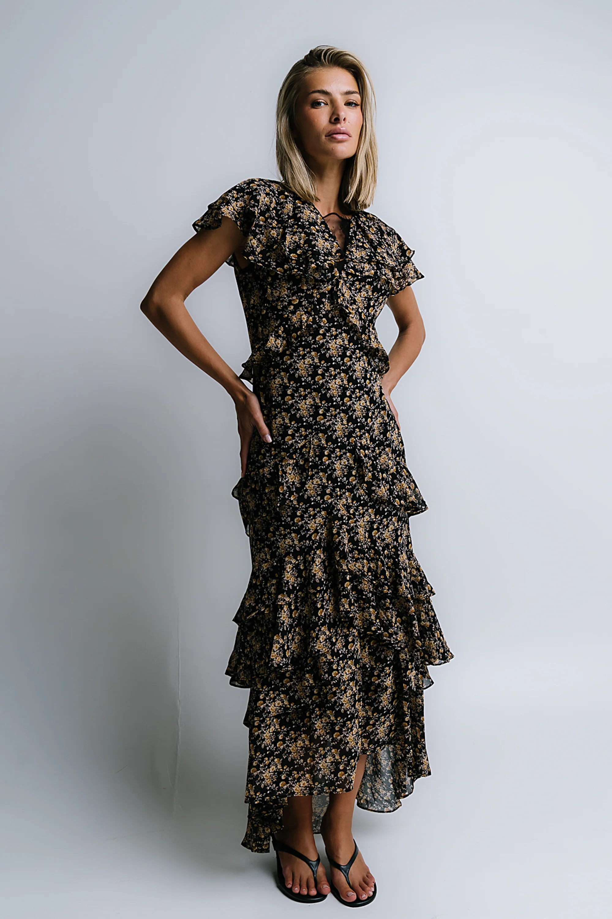 James Ruffle Maxi Dress in Black - FINAL SALE - Image 4