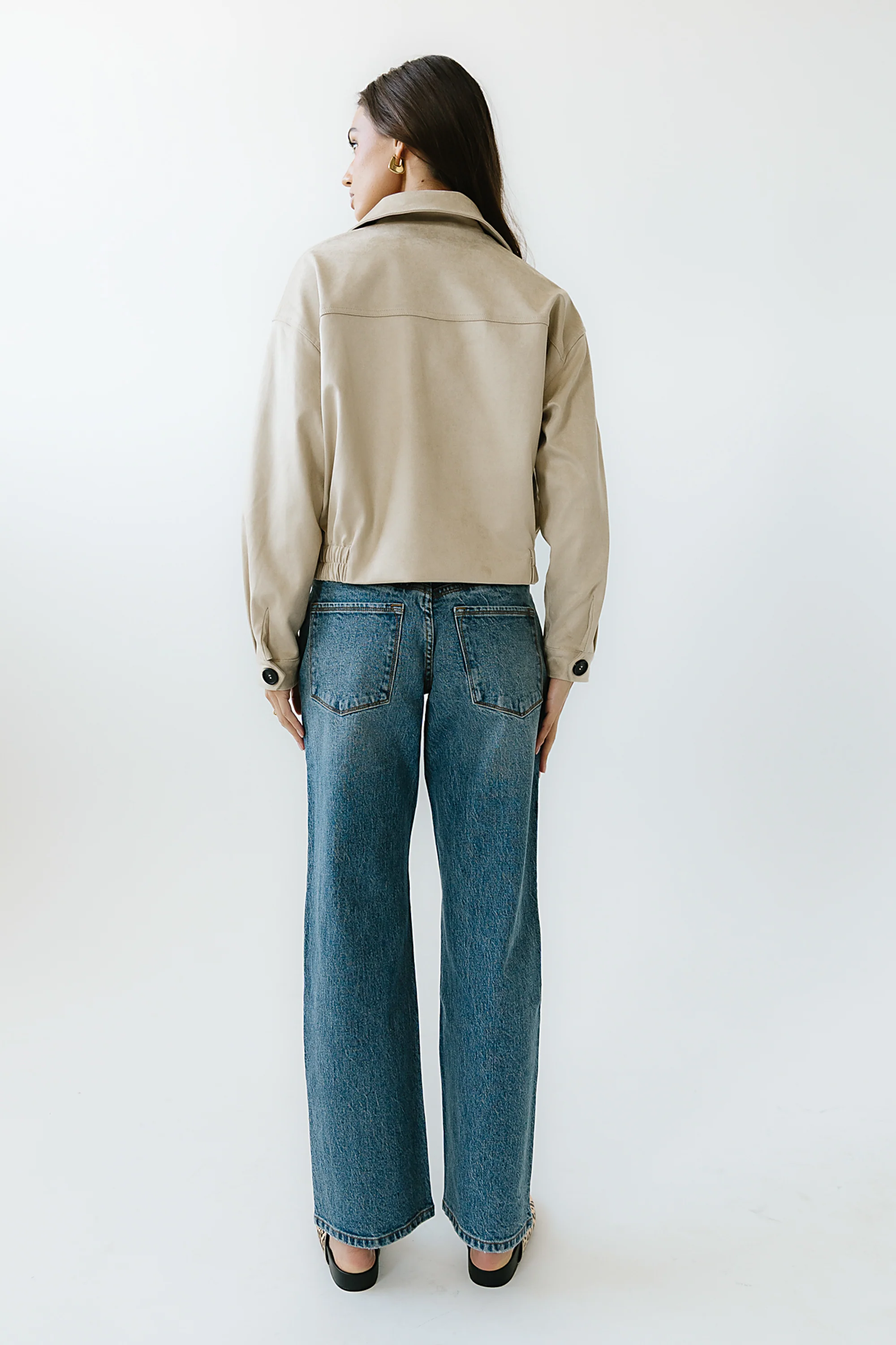 Jane Suede Cropped Trench Coat - FINAL SALE - Image 4