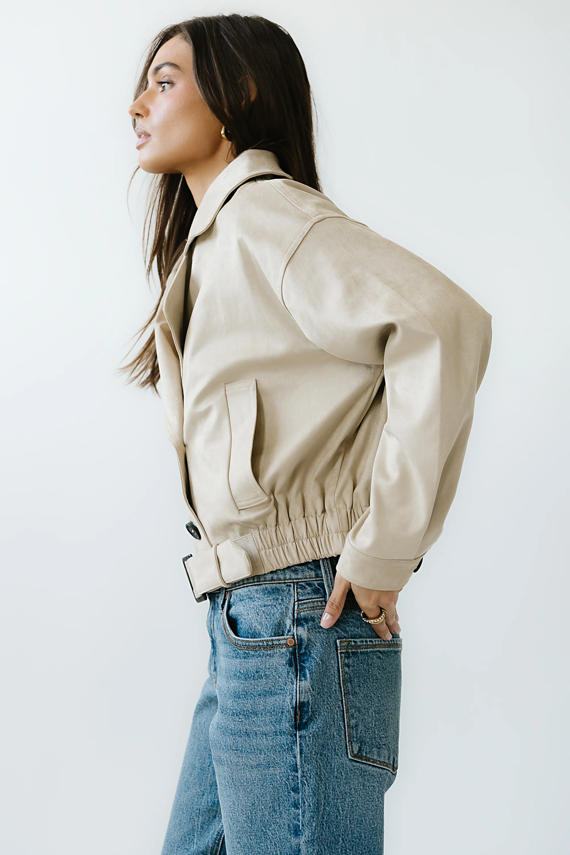 Jane Suede Cropped Trench Coat - FINAL SALE - Image 5