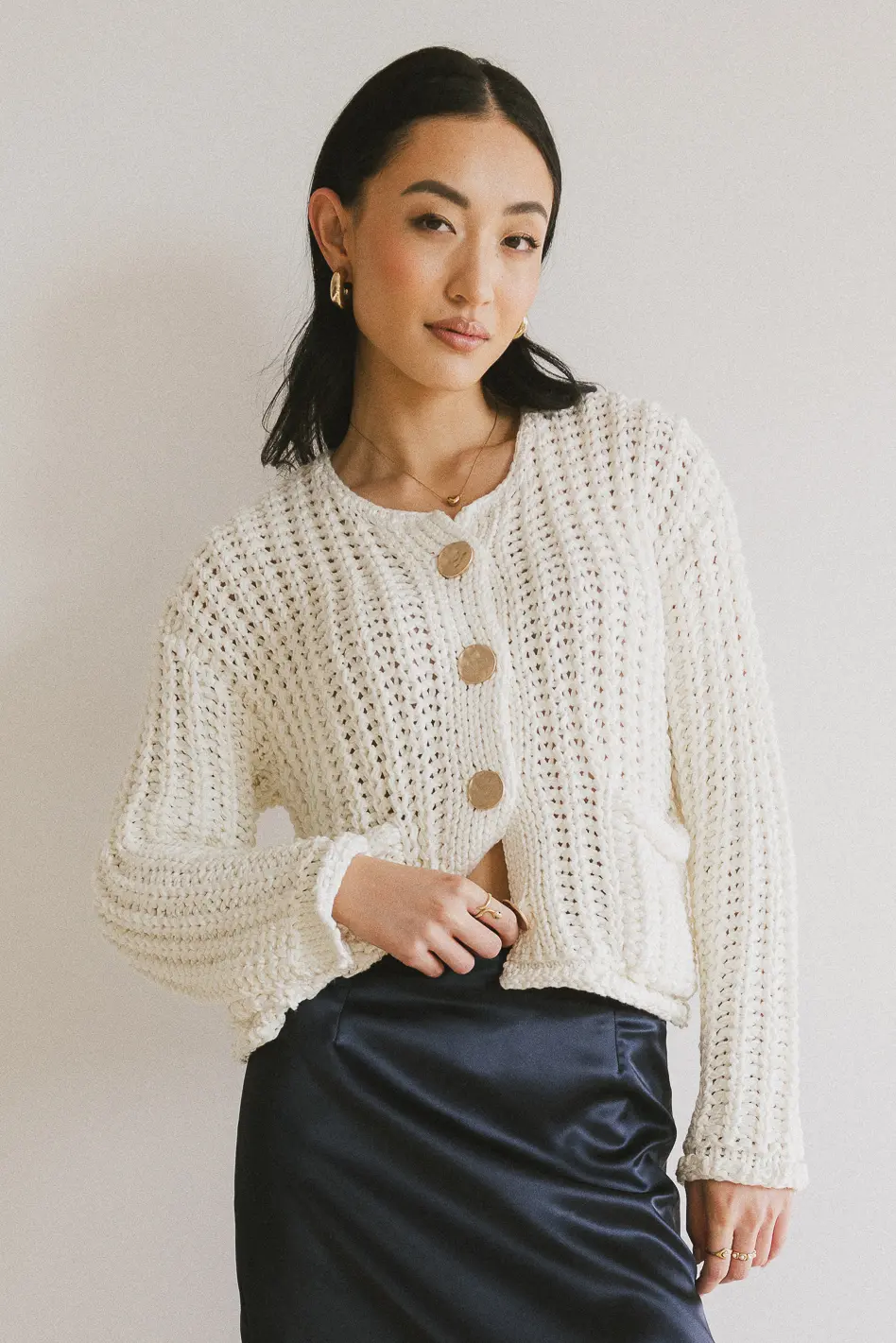 Janelle Knit Cardigan in Cream - FINAL SALE - Image 4