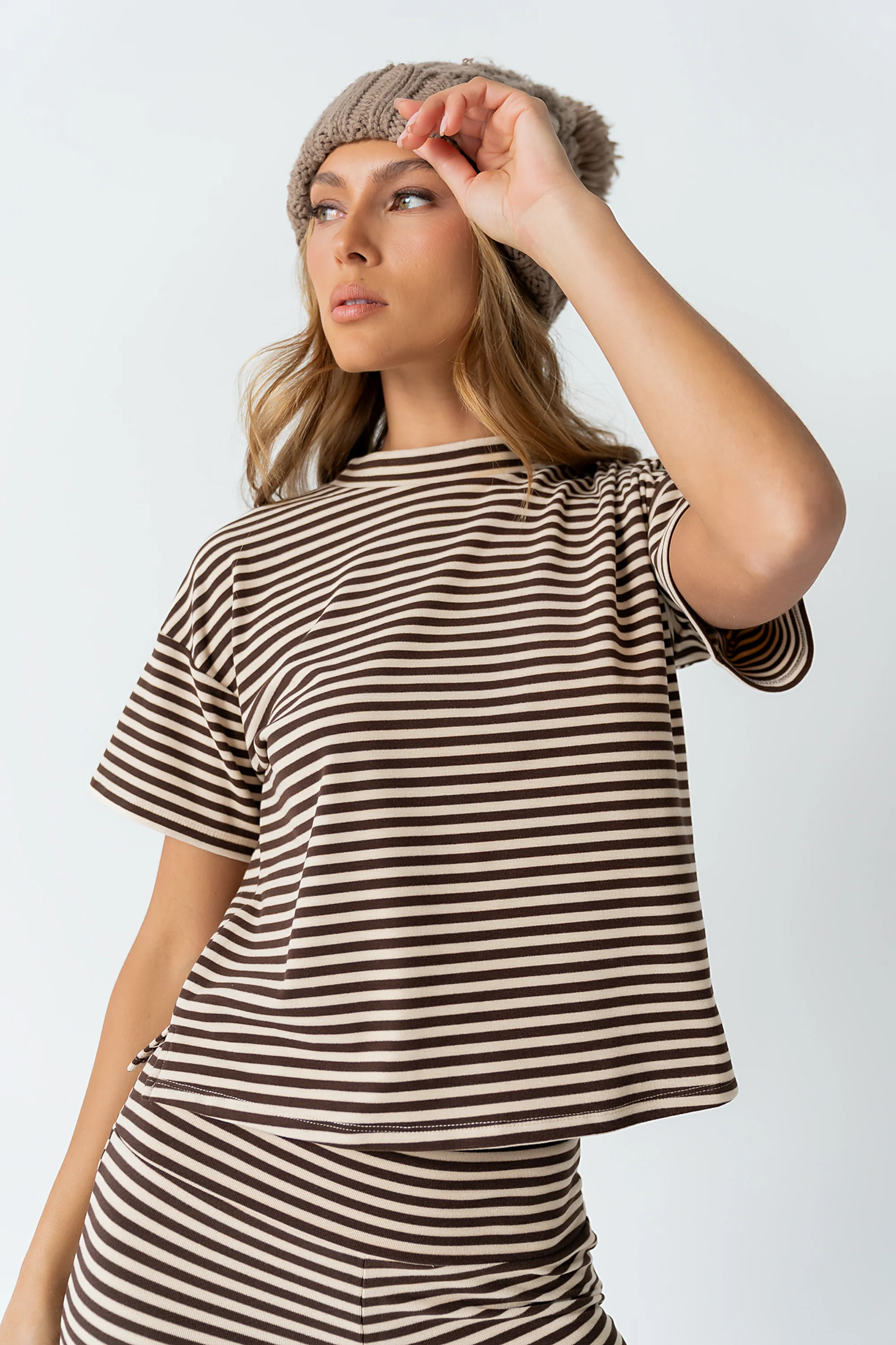 Jannet Striped Top in Brown