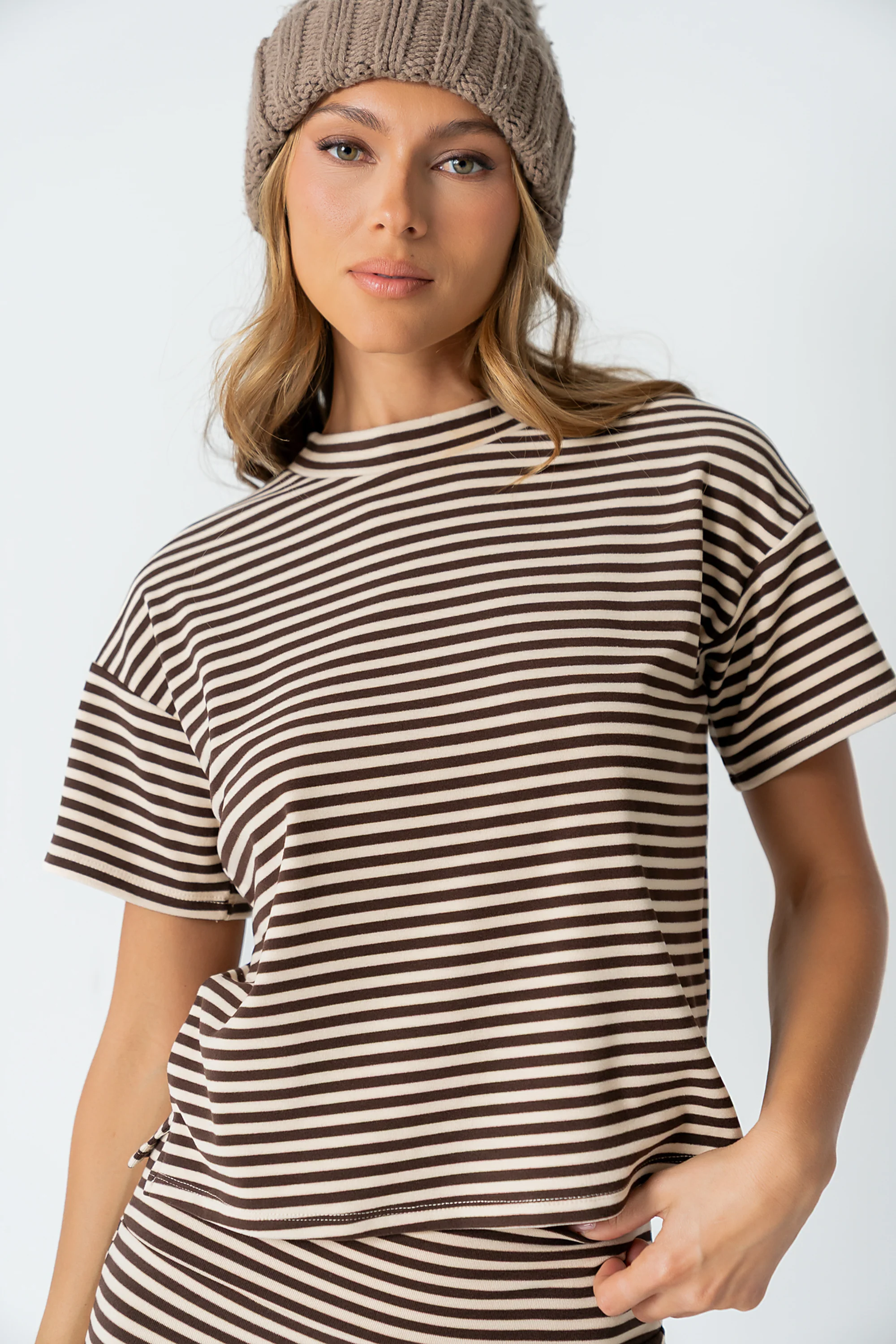 Jannet Striped Top in Brown - Image 3
