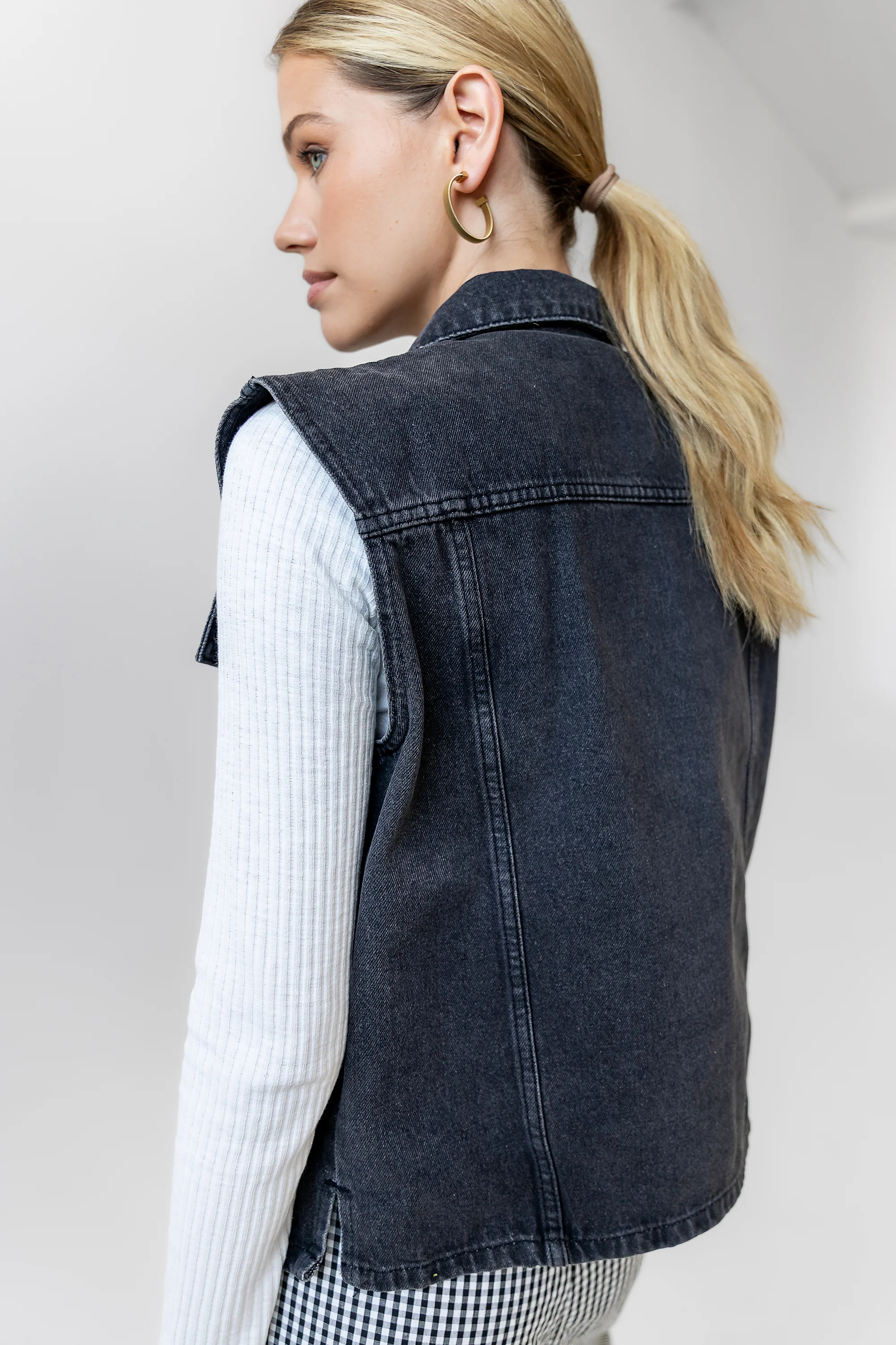 Jasmine Denim Vest in Black - Image 3