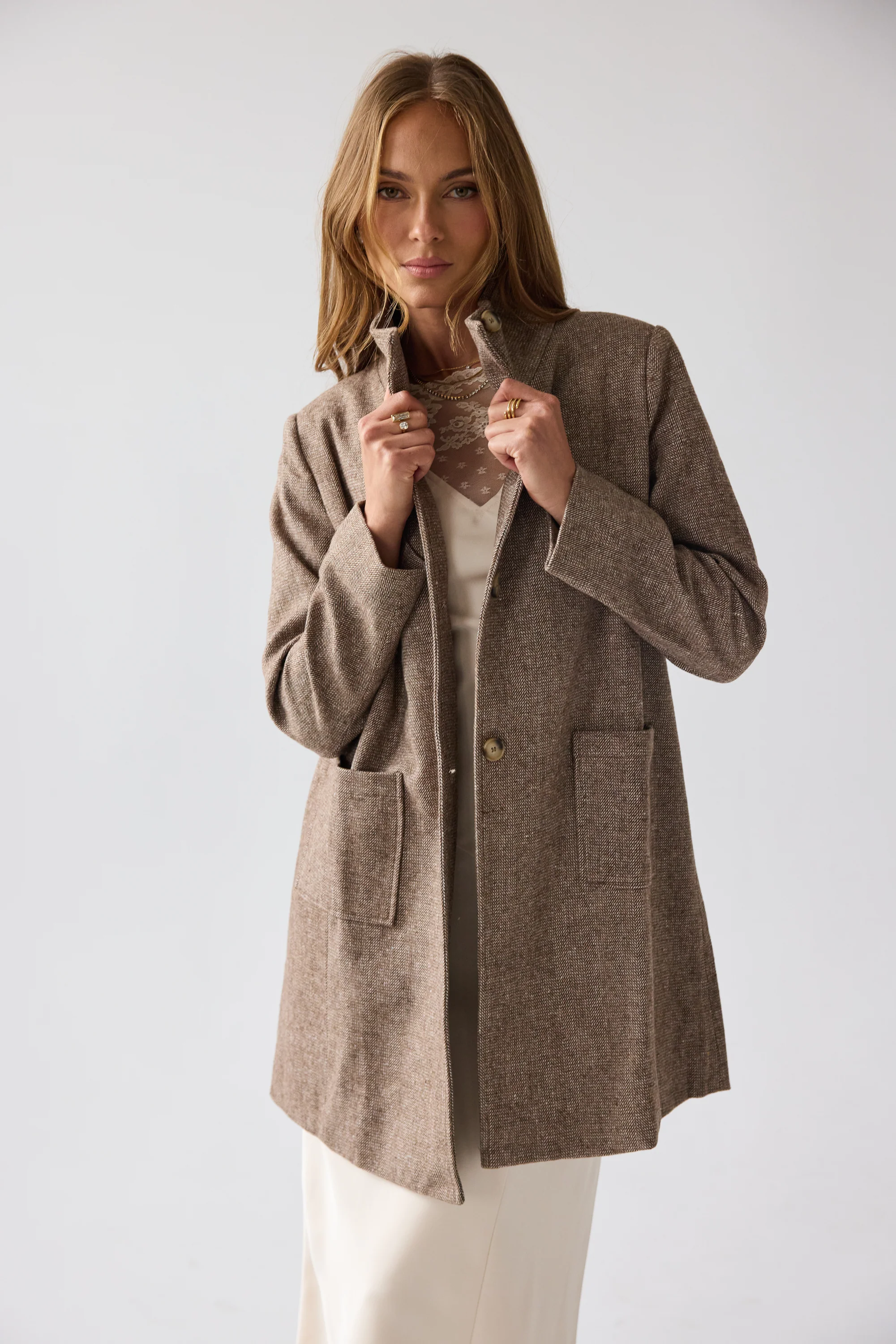 Jason Herringbone Coat - FINAL SALE