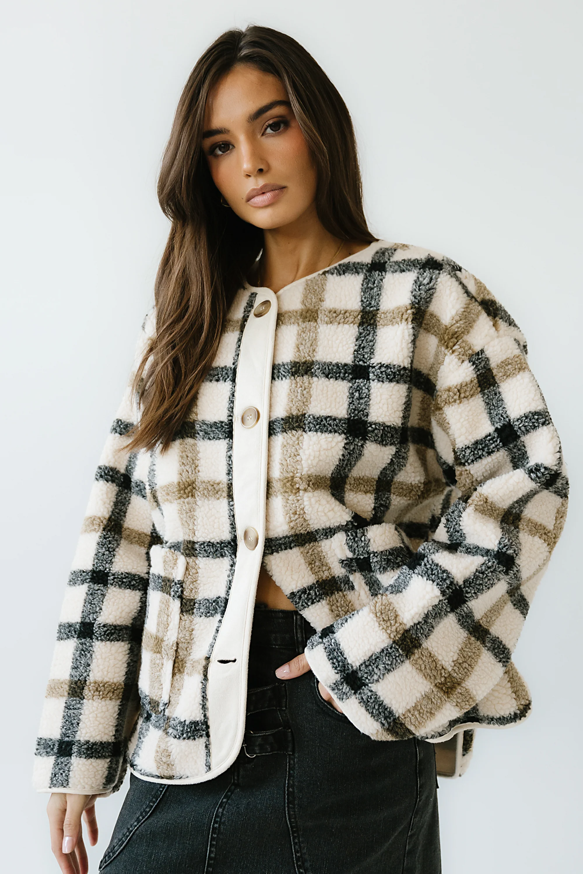 Jasper Gingham Sherpa Jacket - FINAL SALE - Image 4
