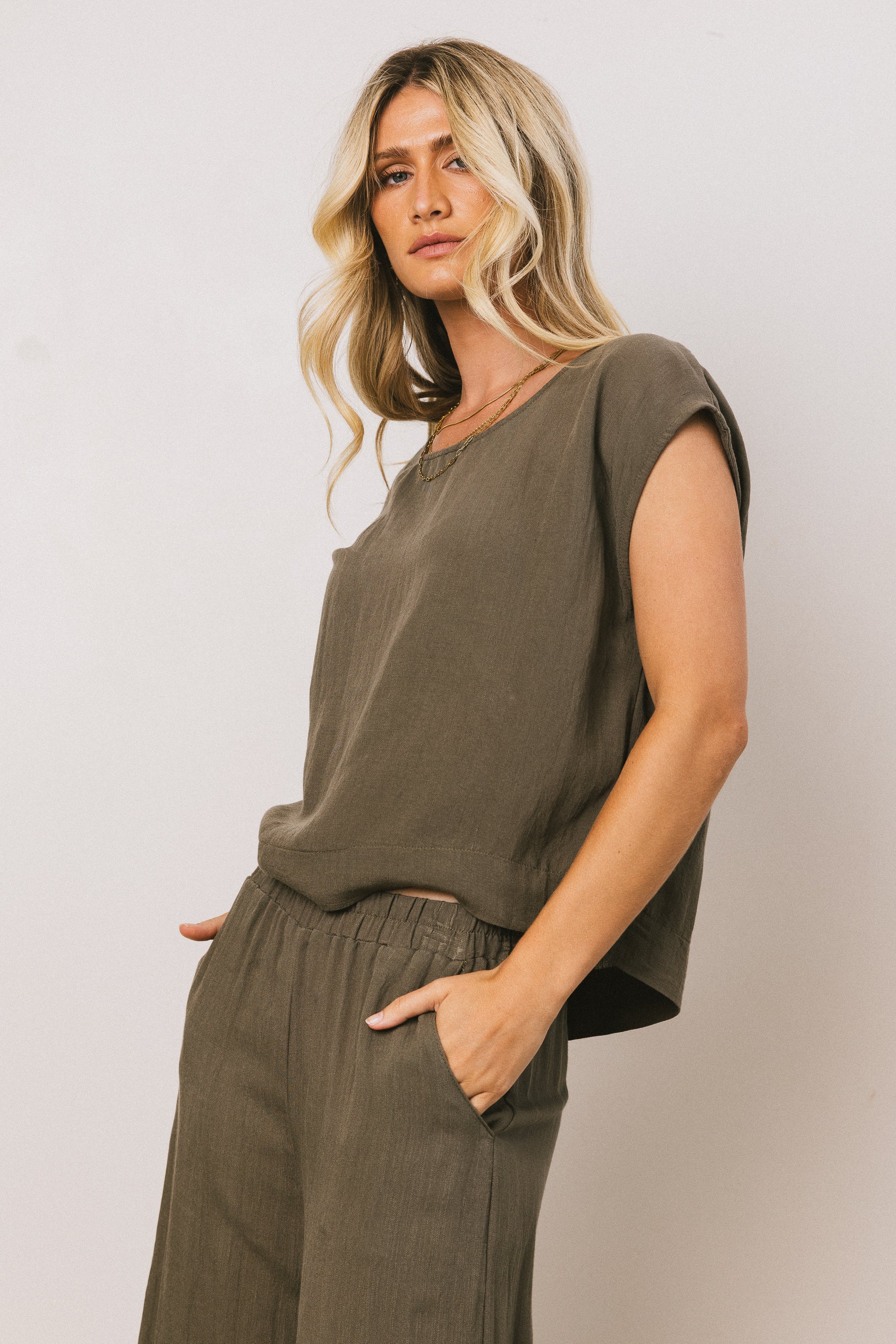 Jaylen Boxy Blouse in Olive - FINAL SALE - Image 3