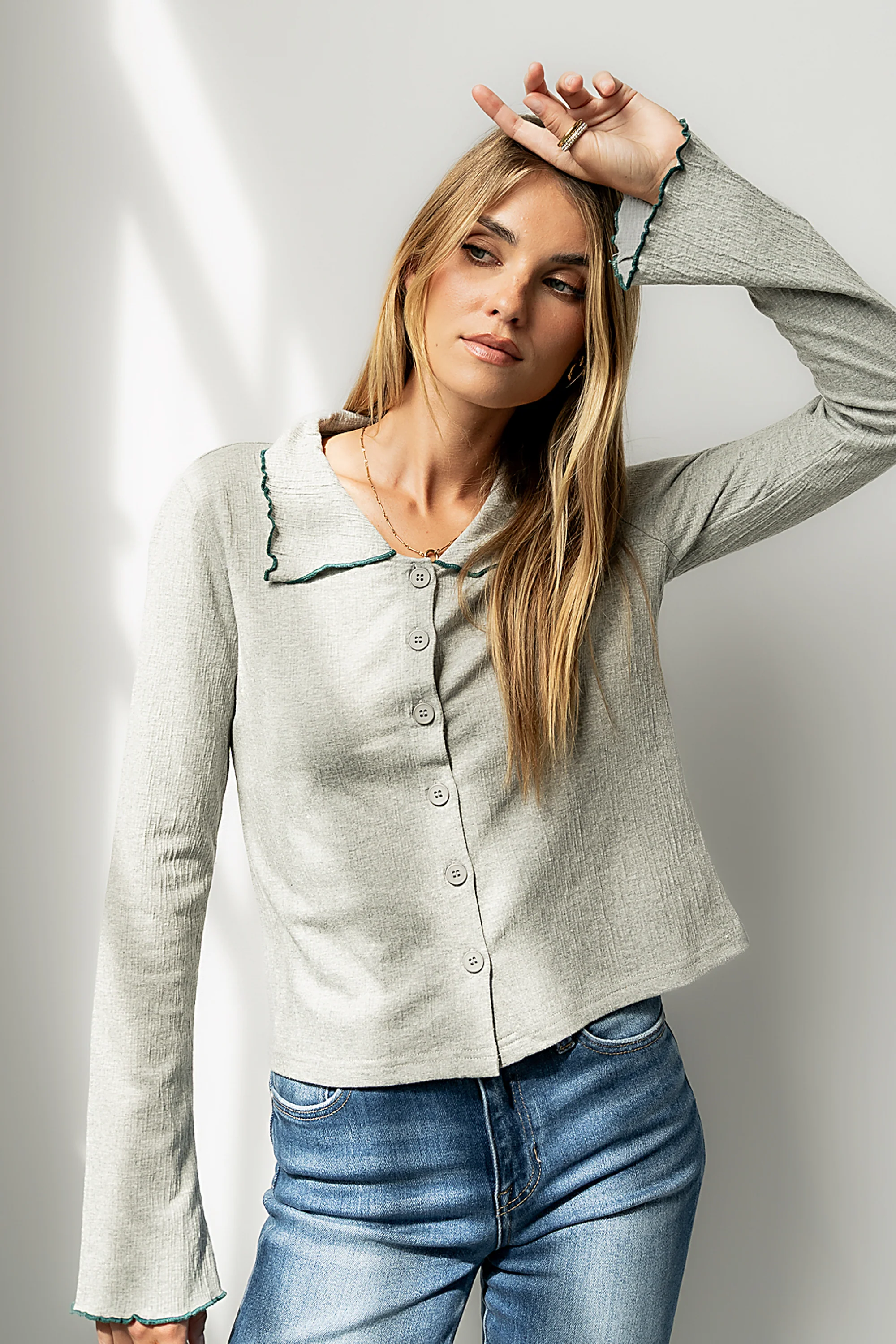 Jazmine Contrast Top in Grey - FINAL SALE - Image 6