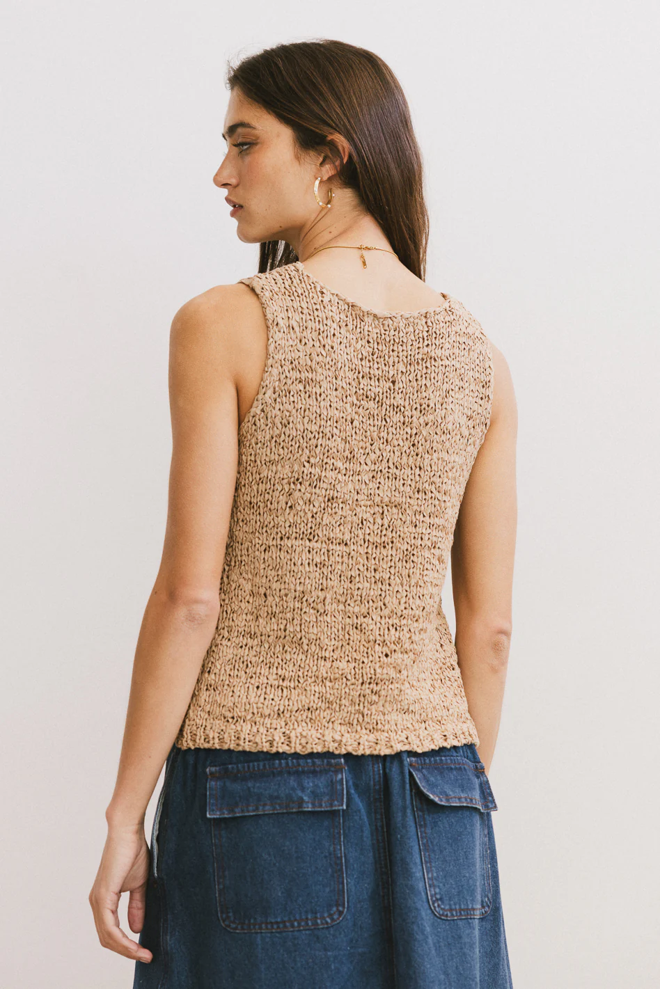 Jean Cardigan Vest in Sand - FINAL SALE - Image 3