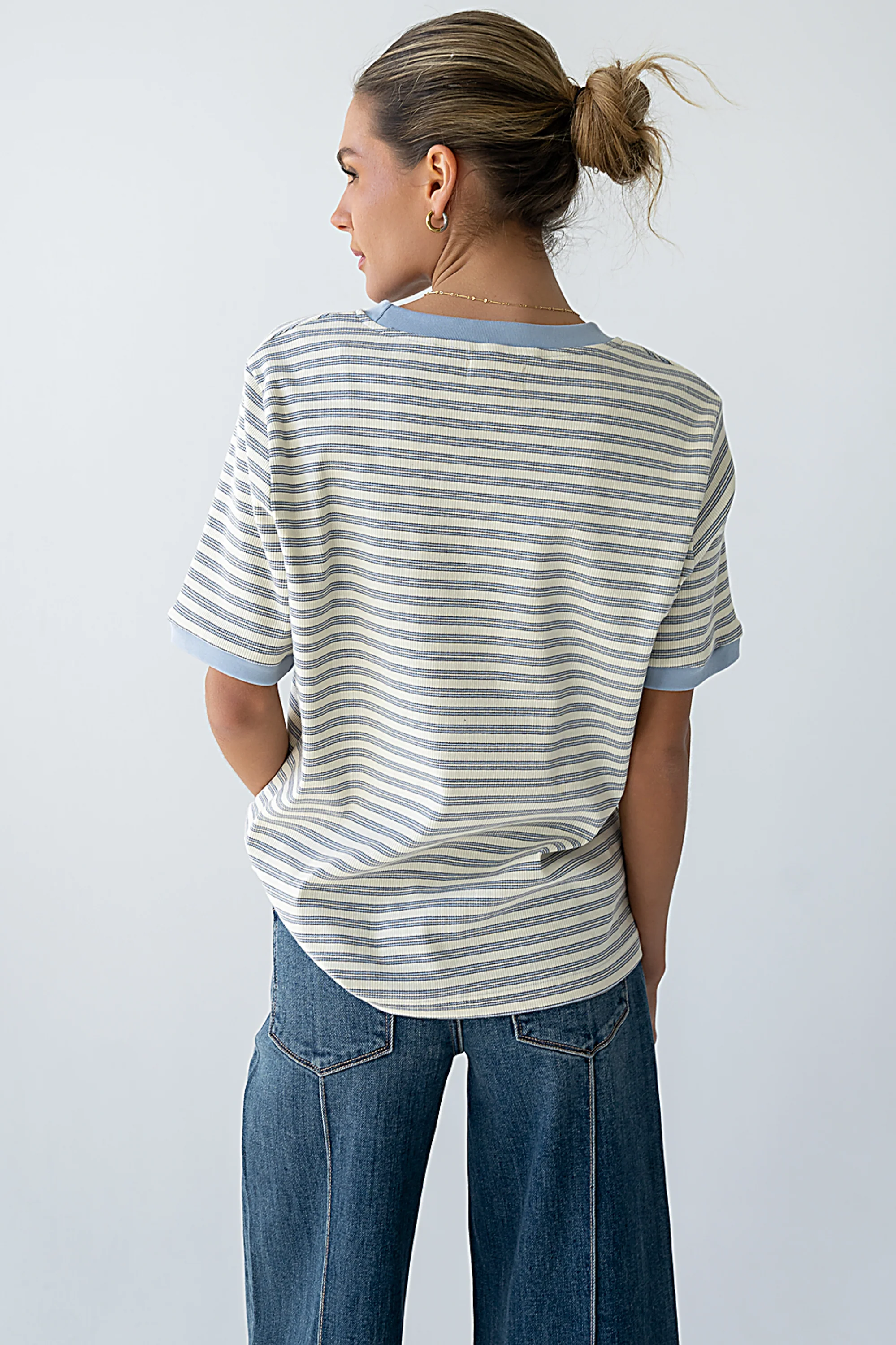 Jenna Striped Top in Blue - FINAL SALE - Image 3