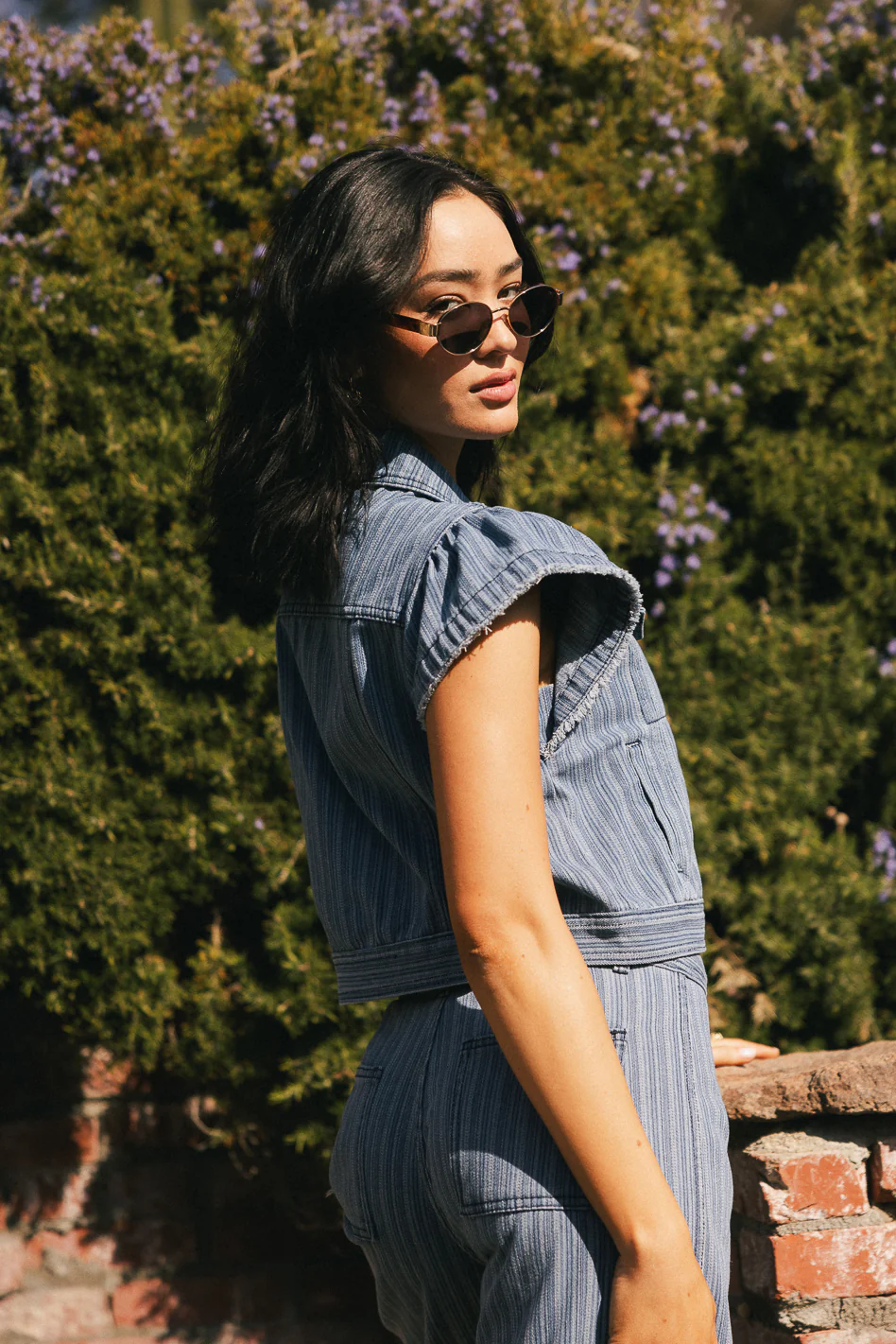 Jennie Denim Striped Button Up - FINAL SALE - Image 3