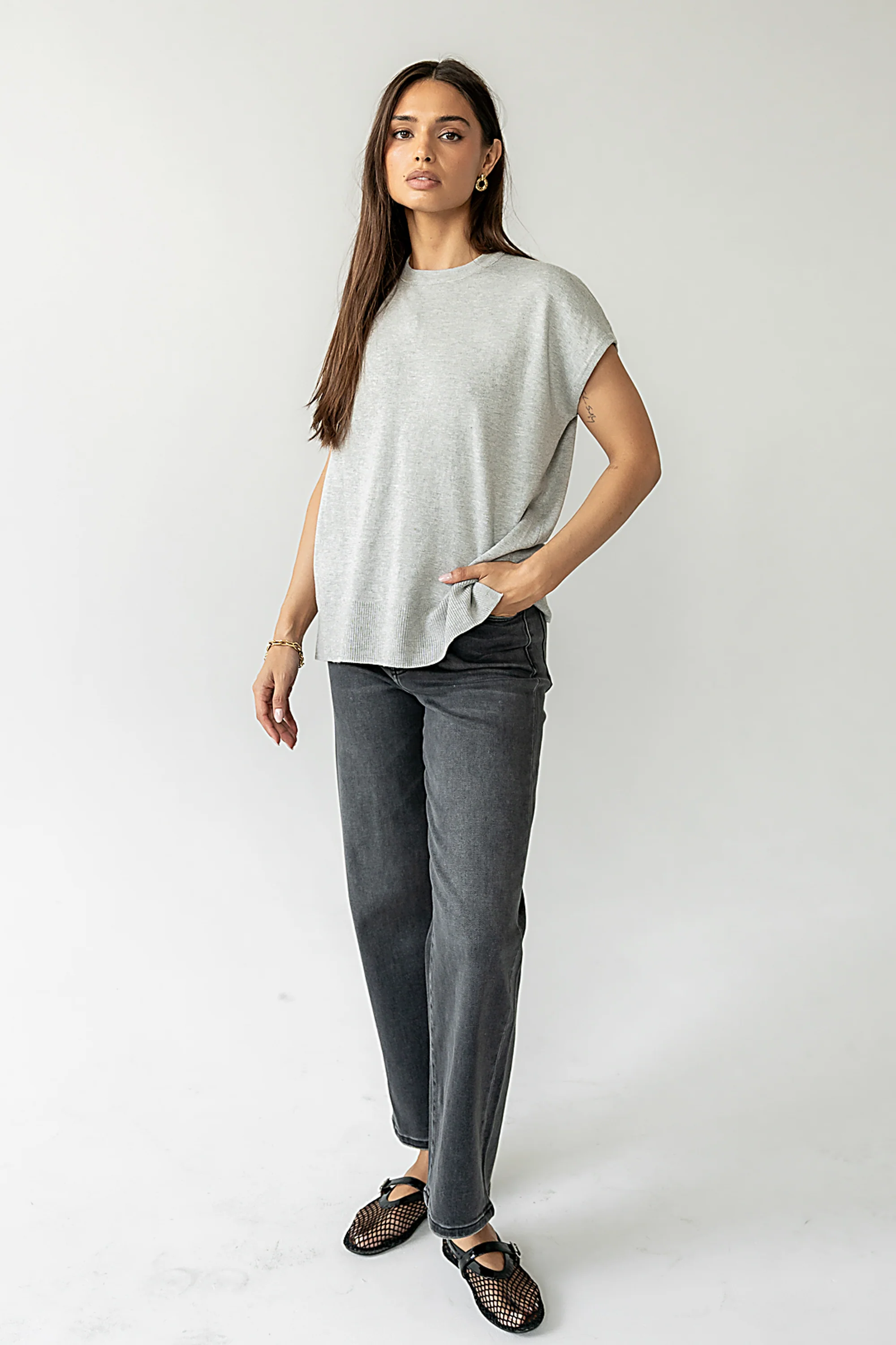 Jensen Knit Top in Grey - FINAL SALE - Image 4