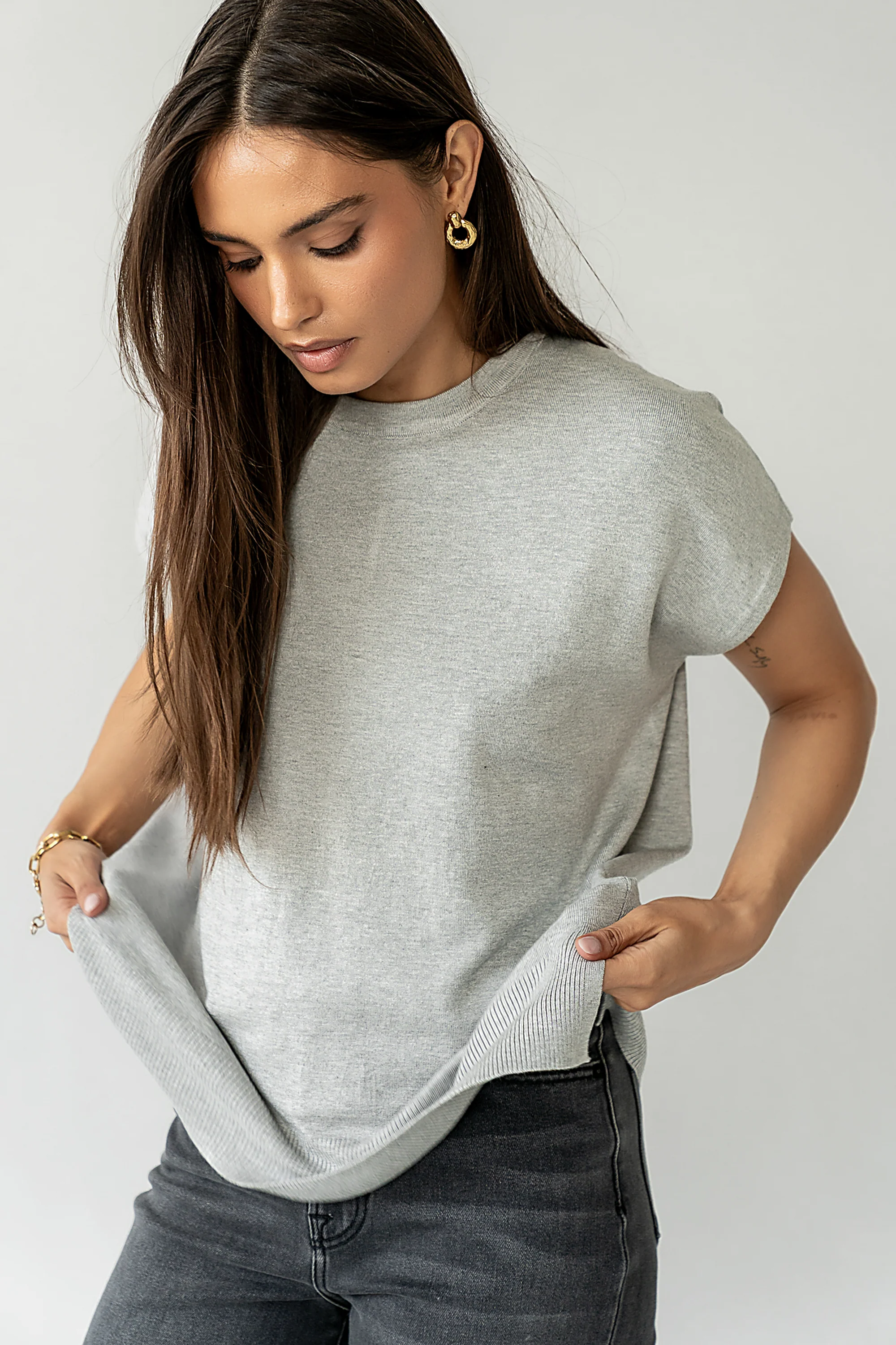 Jensen Knit Top in Grey - FINAL SALE - Image 6