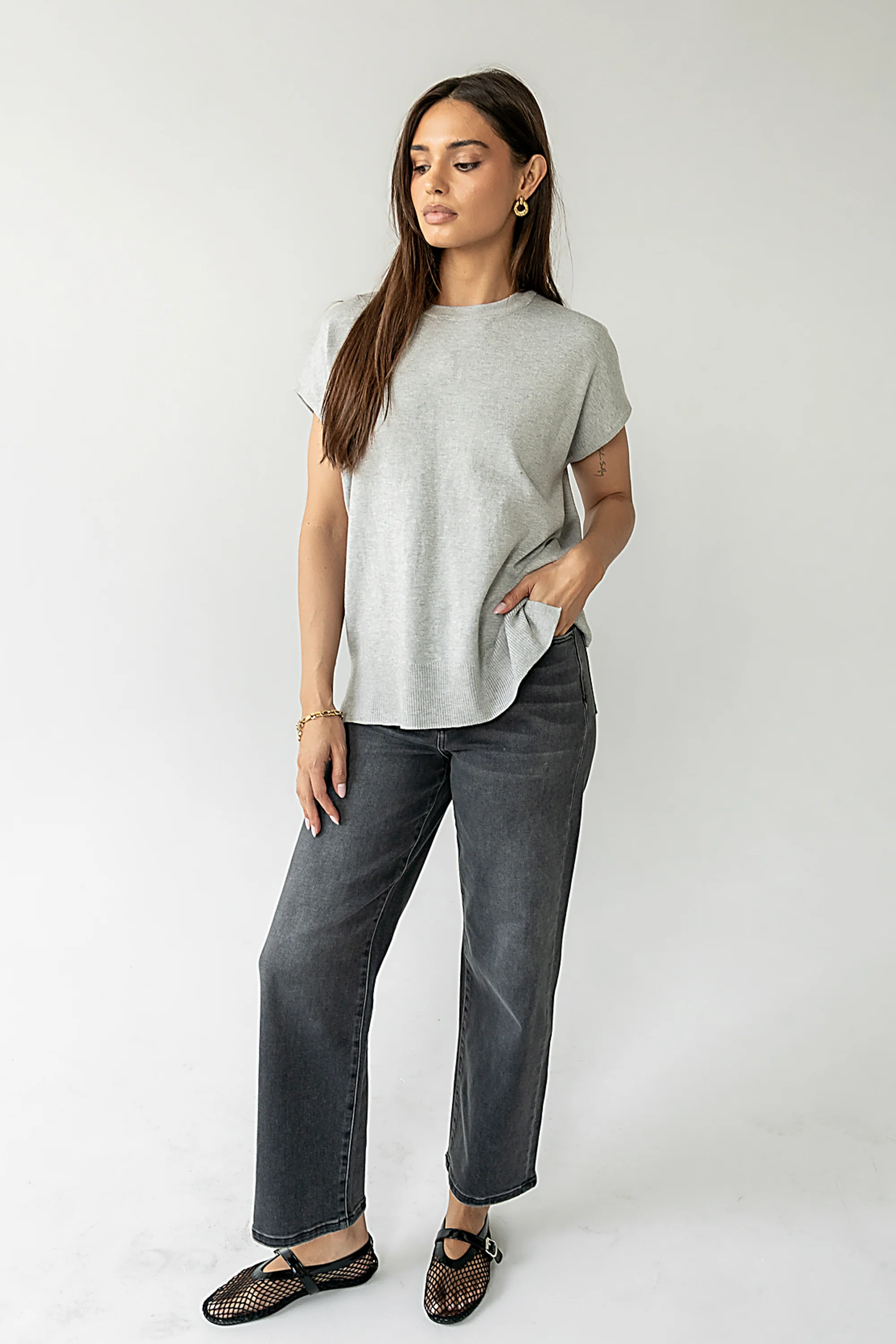 Jensen Knit Top in Grey - FINAL SALE - Image 7