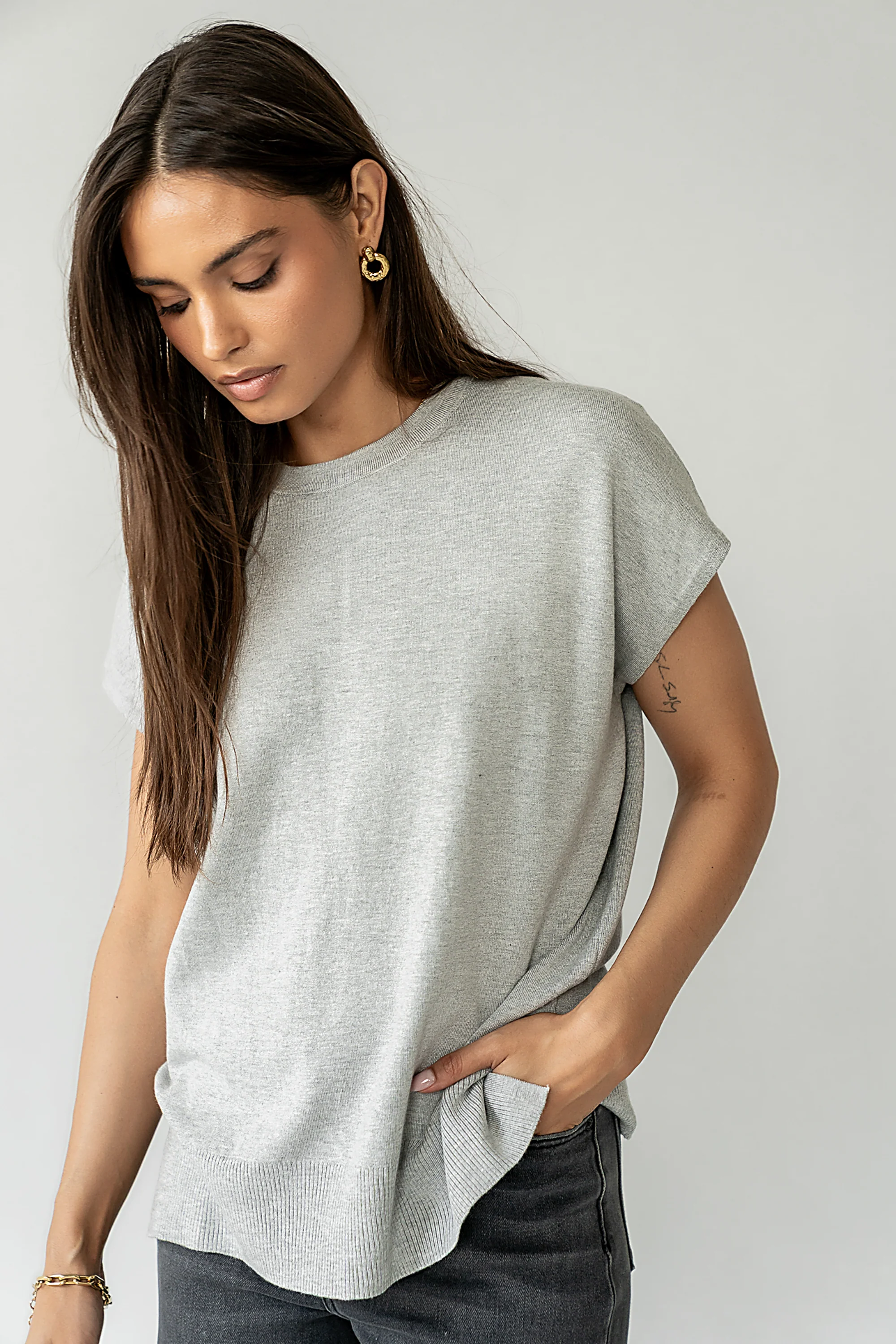 Jensen Knit Top in Grey - FINAL SALE - Image 8