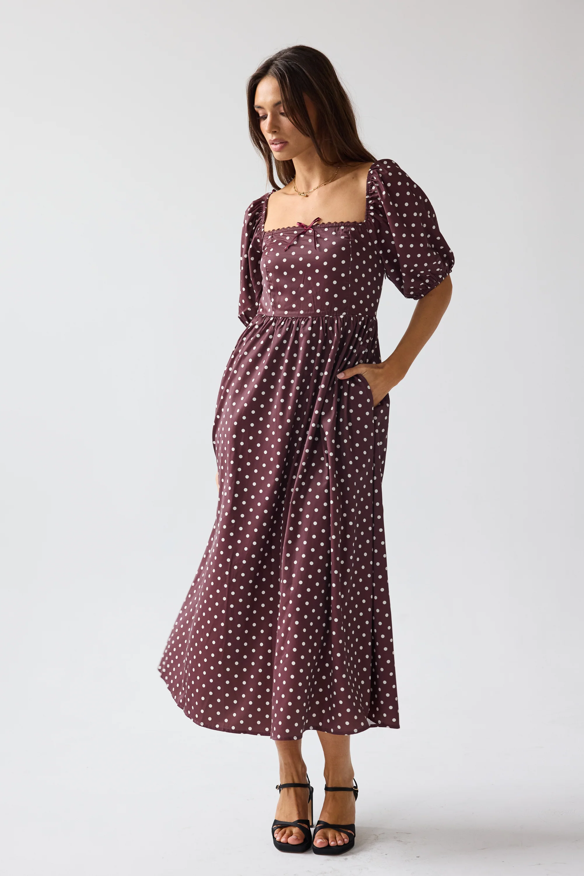 Jersey Polka Dot Midi Dress - FINAL SALE - Image 3