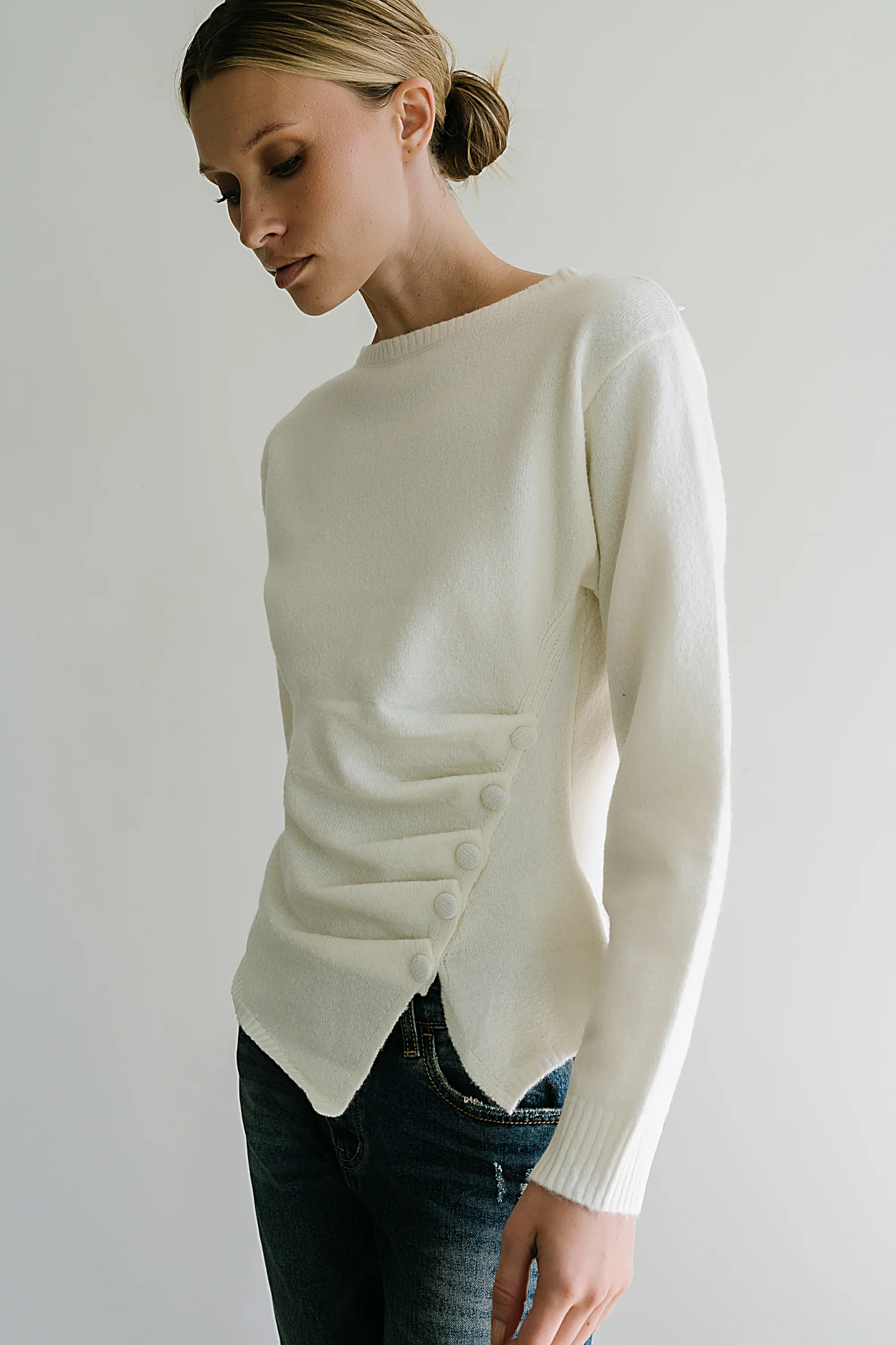 Jerzey Asymmetrical Sweater in Ivory - FINAL SALE - Image 2