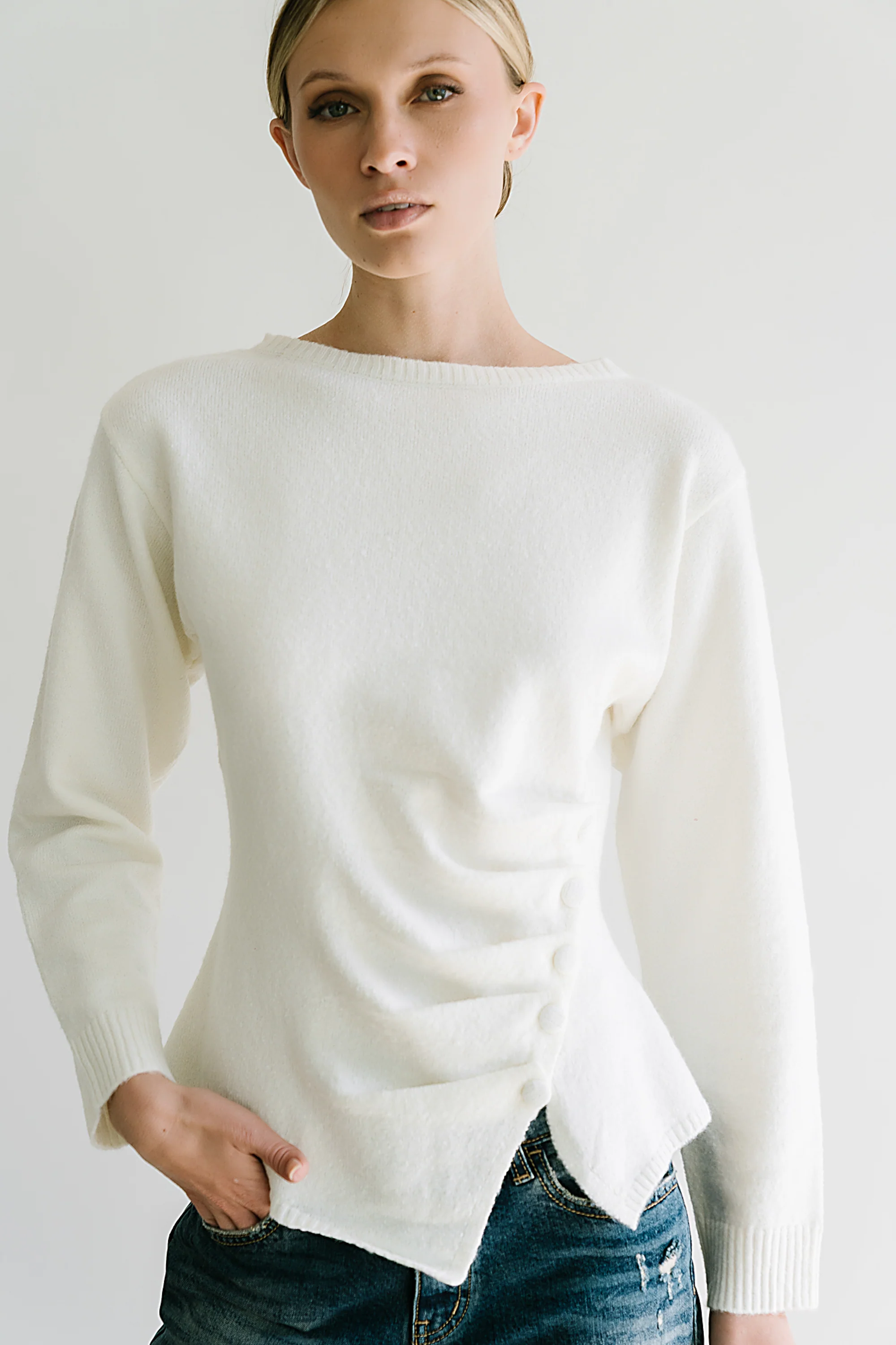 Jerzey Asymmetrical Sweater in Ivory - FINAL SALE - Image 5