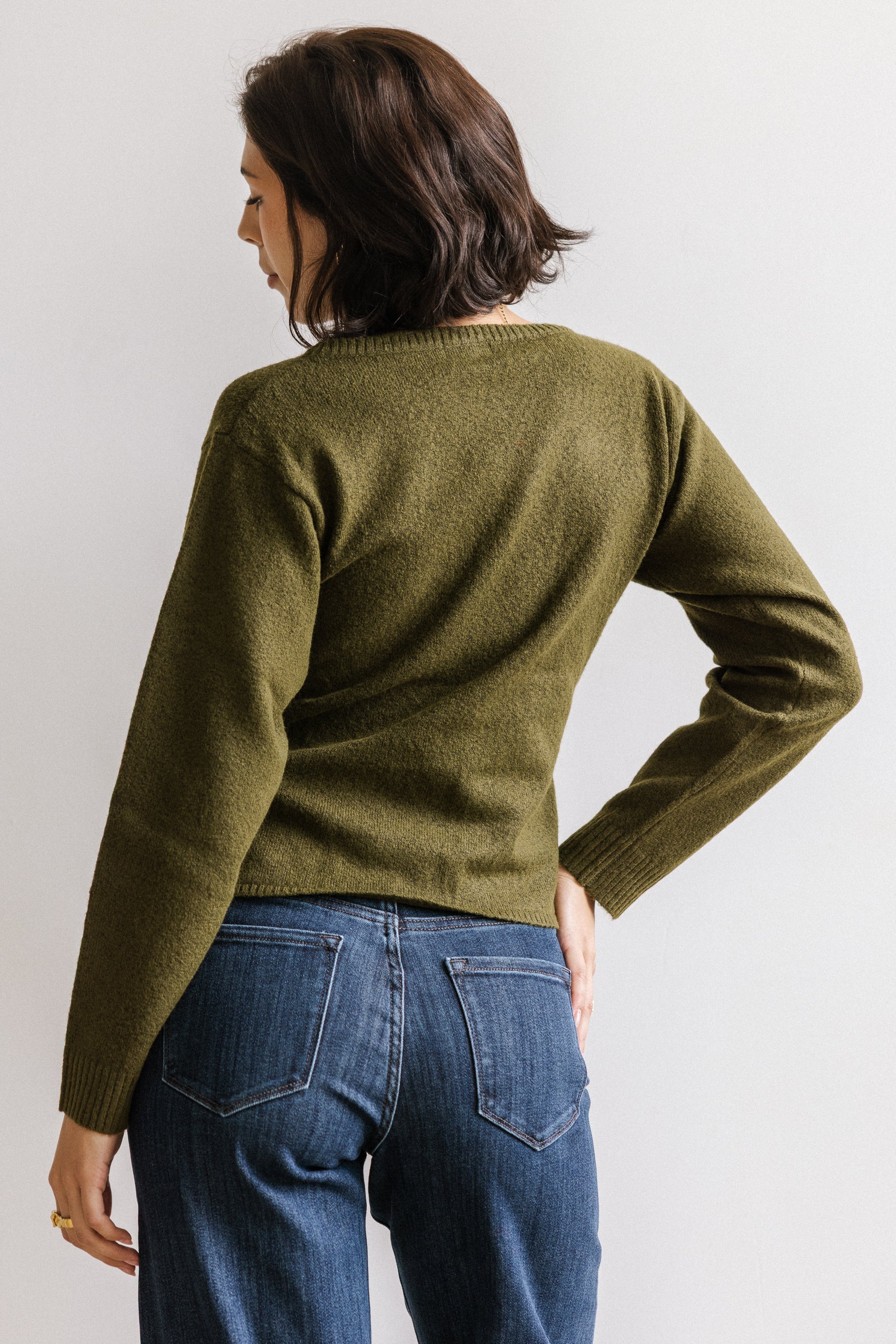 Jerzey Asymmetrical Sweater in Olive - FINAL SALE - Image 3