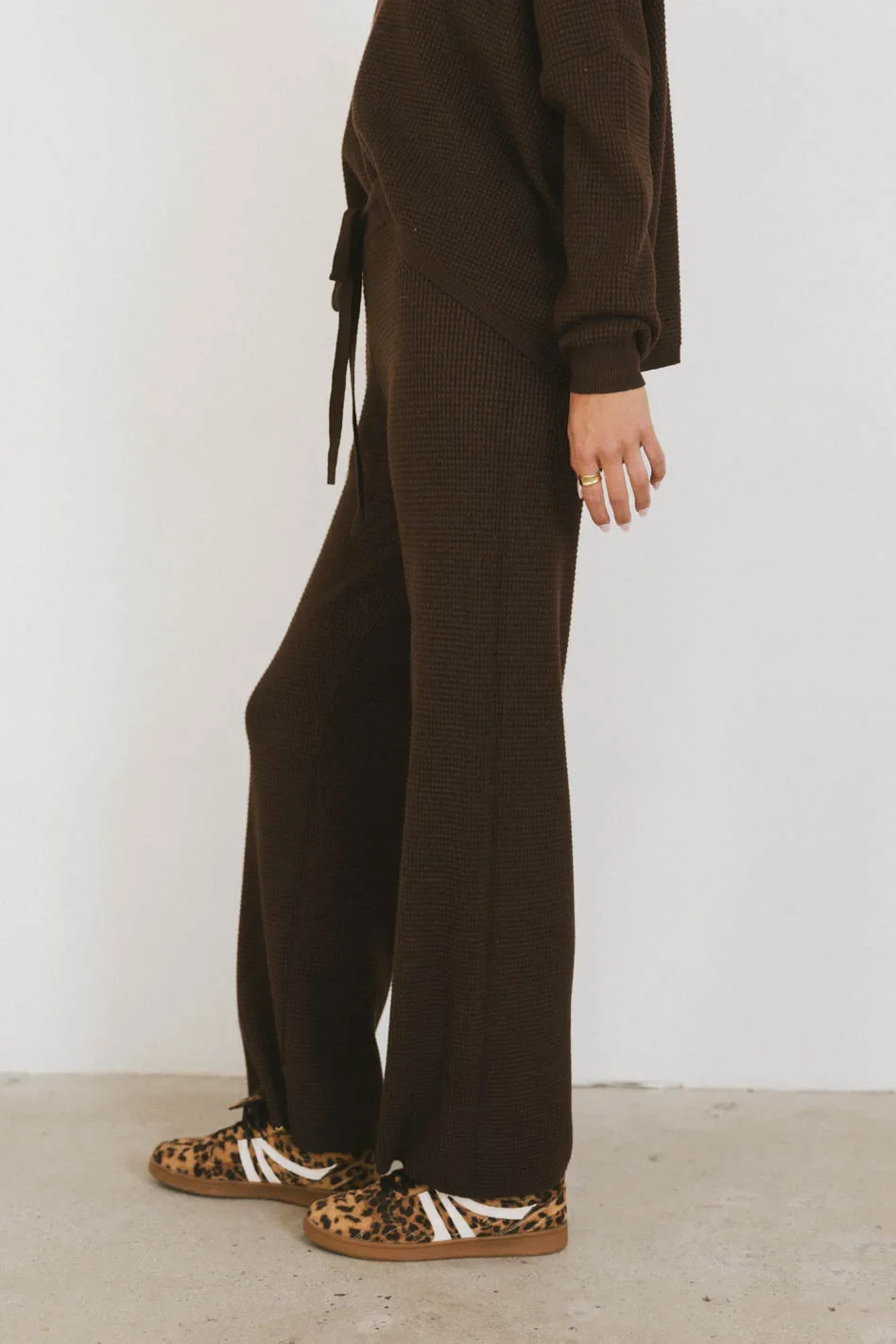 Jesse Waffle Knit Pants in Brown - FINAL SALE - Image 3