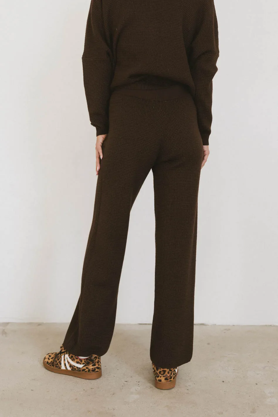 Jesse Waffle Knit Pants in Brown - FINAL SALE - Image 4
