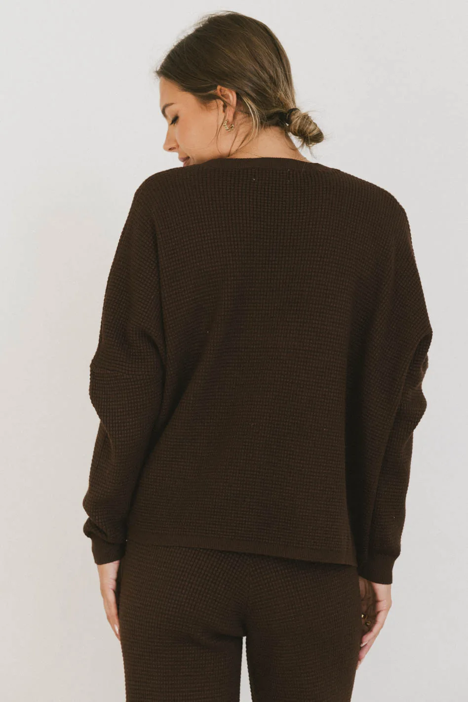 Jesse Waffle Knit Top in Brown - FINAL SALE - Image 4