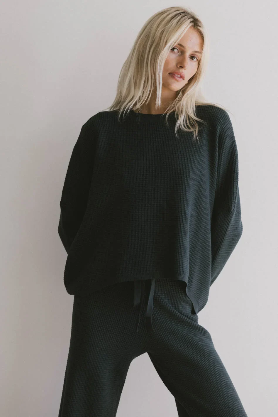 Jesse Waffle Knit Top in Navy - FINAL SALE - Image 4