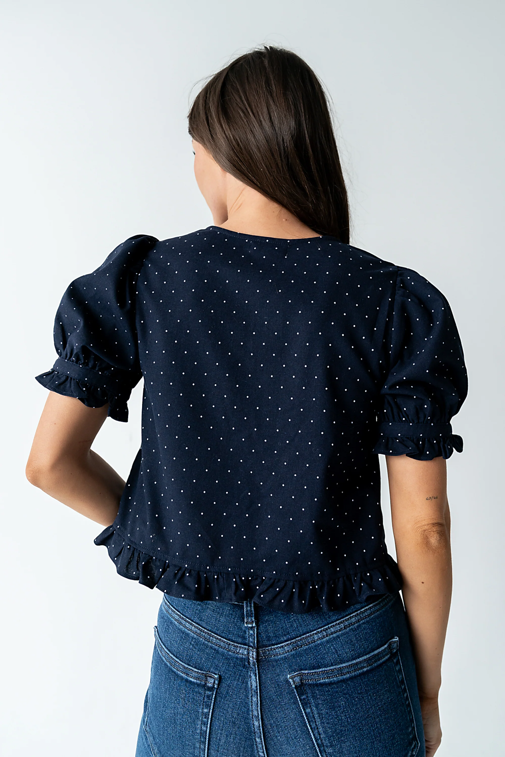 Jessie Polka Dot Blouse in Navy - FINAL SALE - Image 2