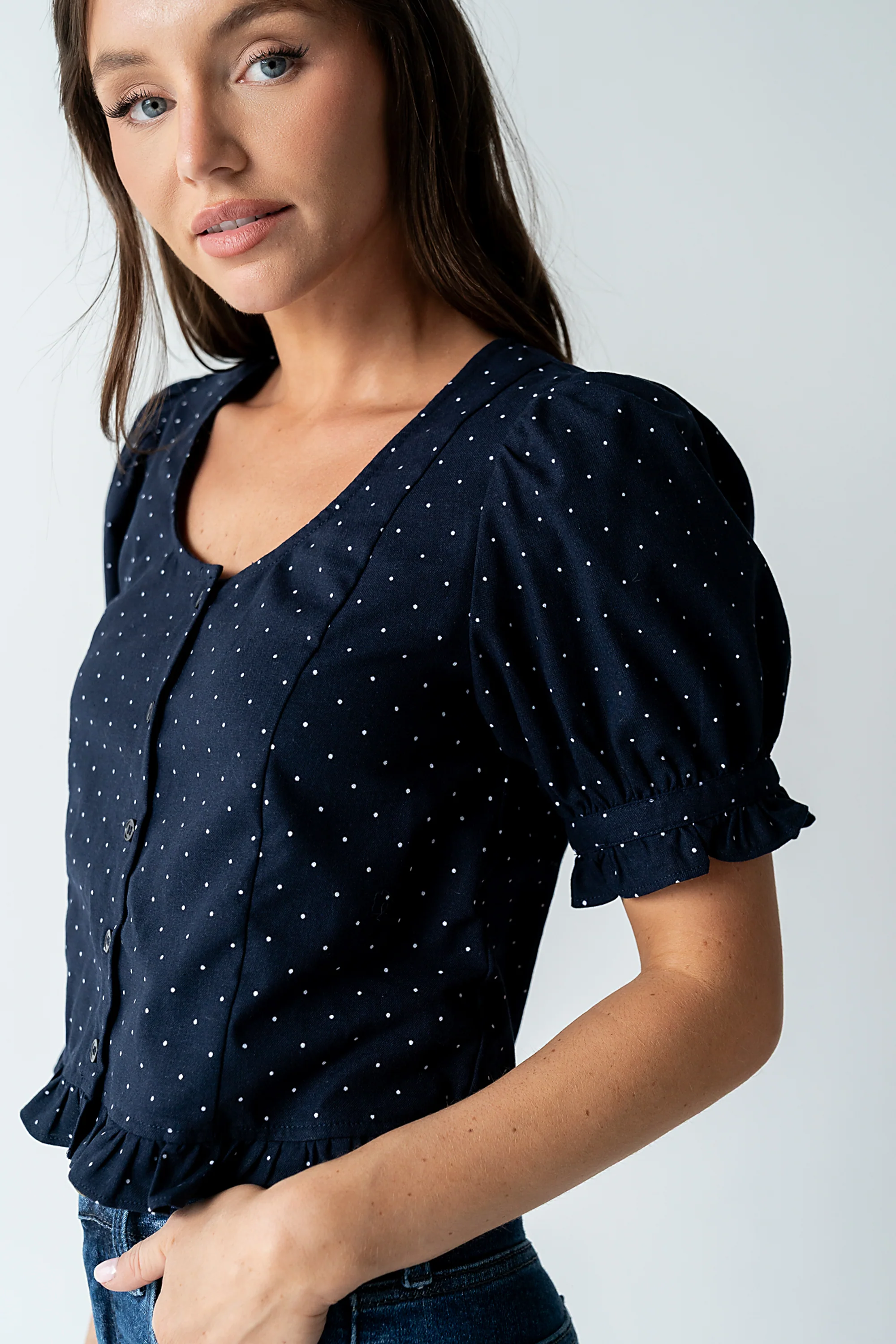 Jessie Polka Dot Blouse in Navy - FINAL SALE - Image 4