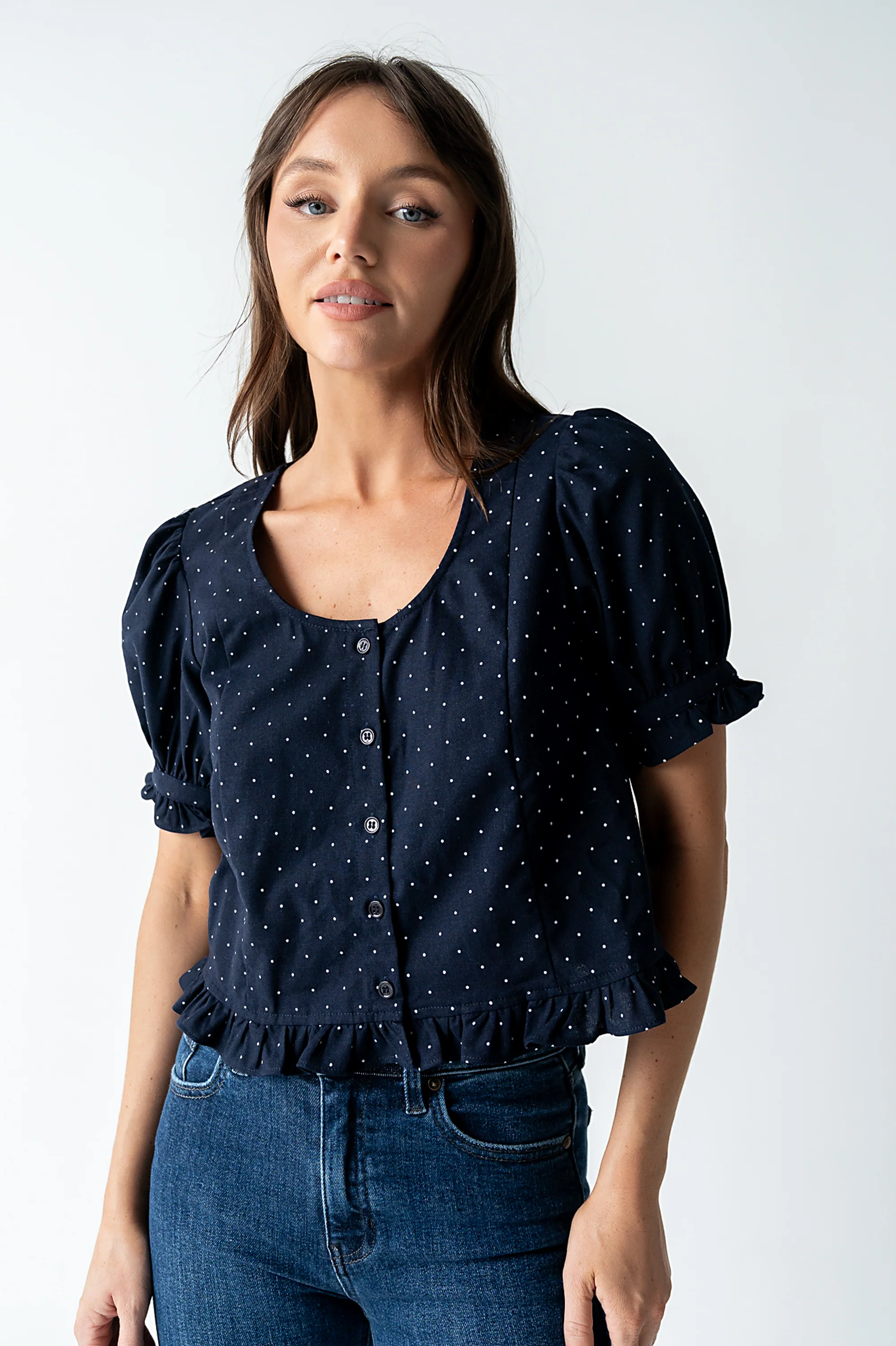 Jessie Polka Dot Blouse in Navy - FINAL SALE - Image 5