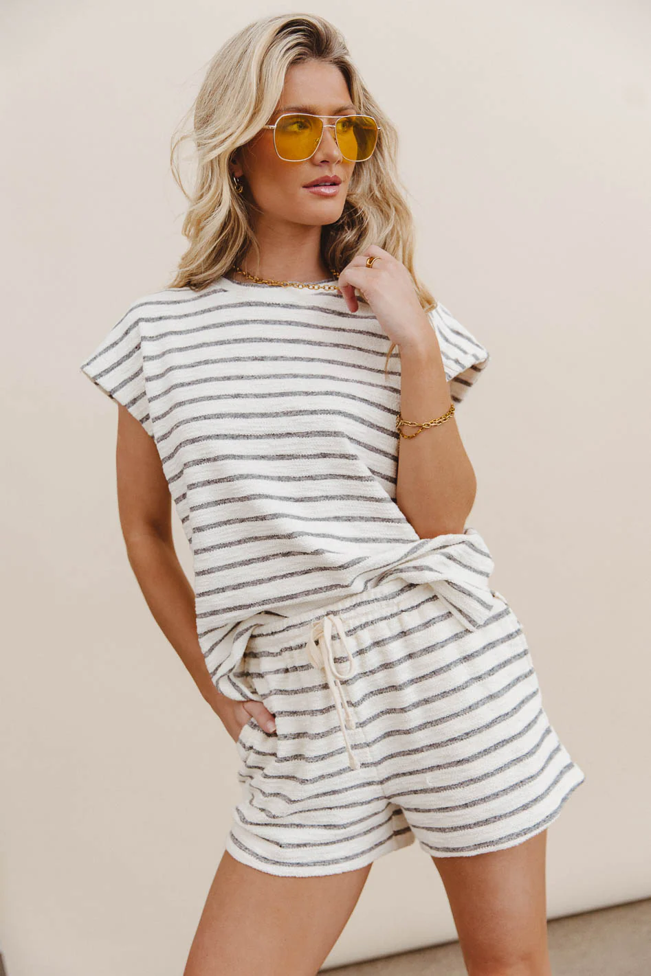 Jessie Striped Top in Black - FINAL SALE - Image 2