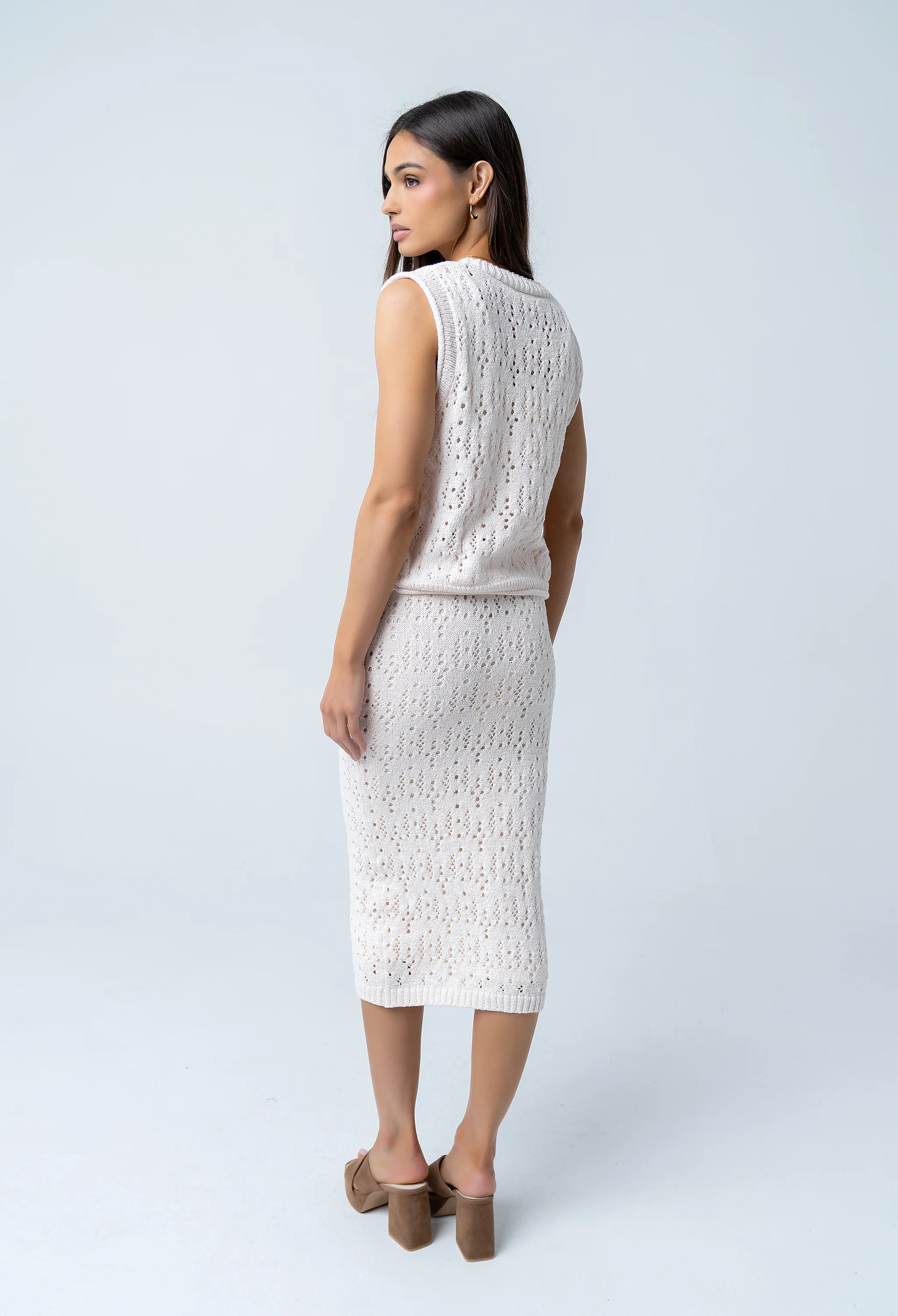 Joana Knit Skirt in Ivory - Image 4