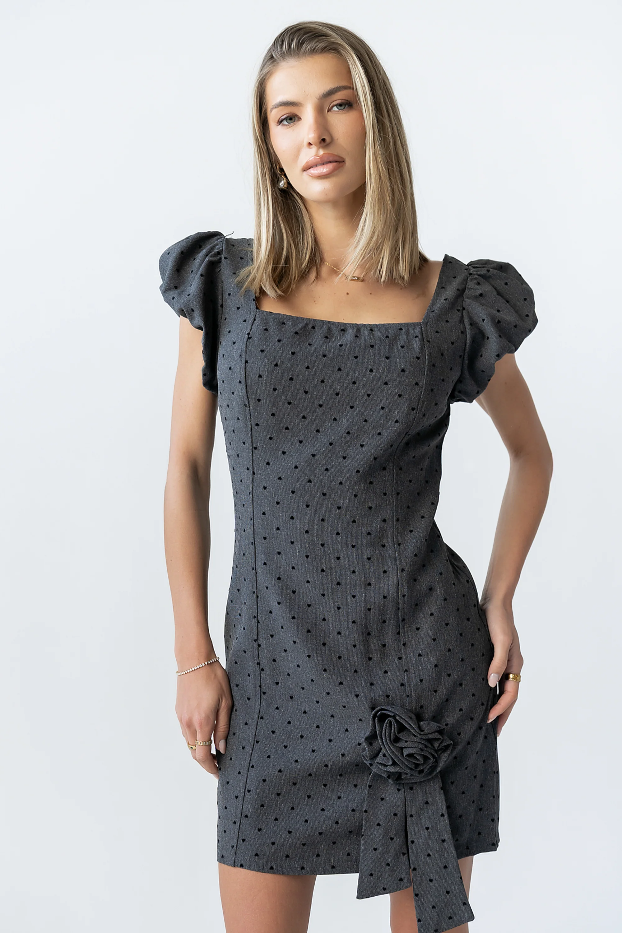Joana Mini Dress in Charcoal - Image 2