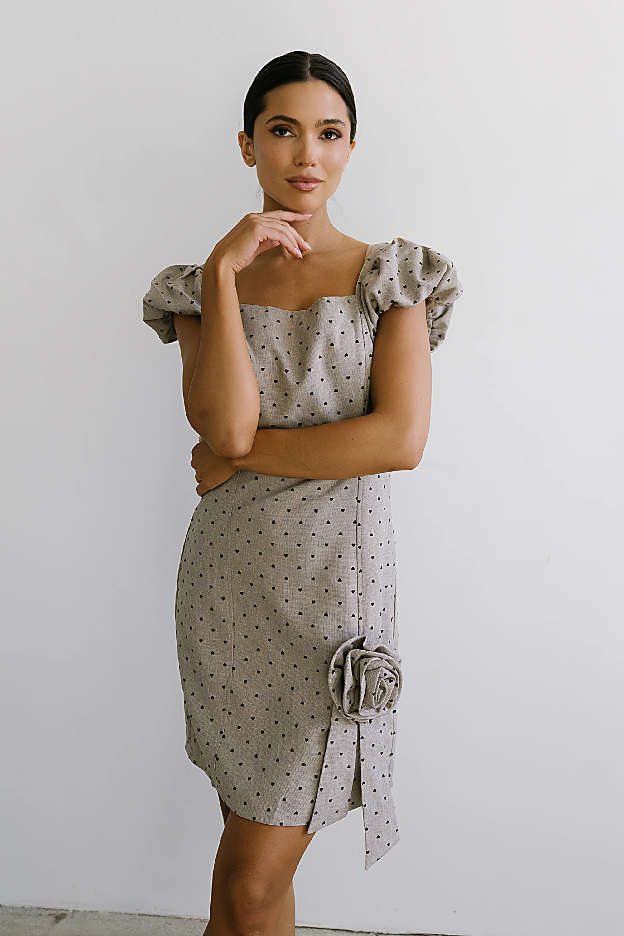 Joana Mini Dress in Taupe - FINAL SALE - Image 6