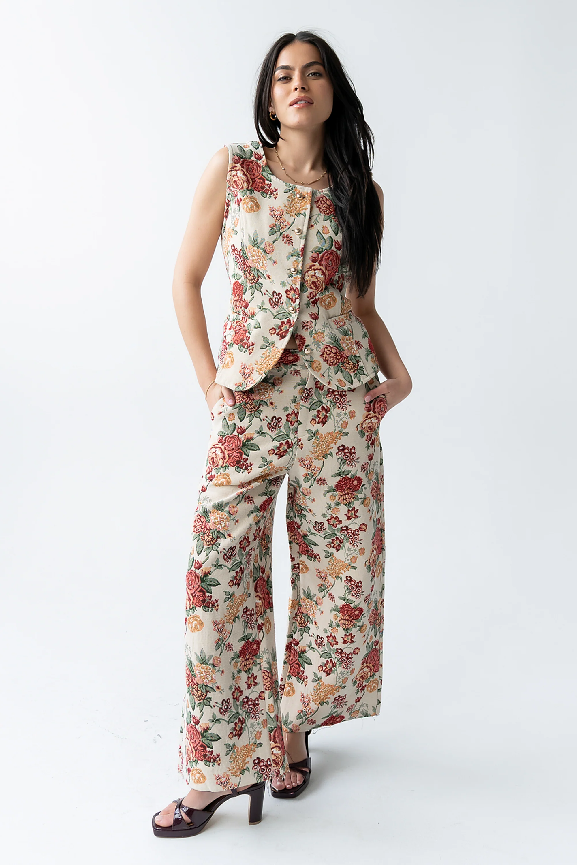 Joanna Floral Wide Leg Pants - FINAL SALE - Image 3