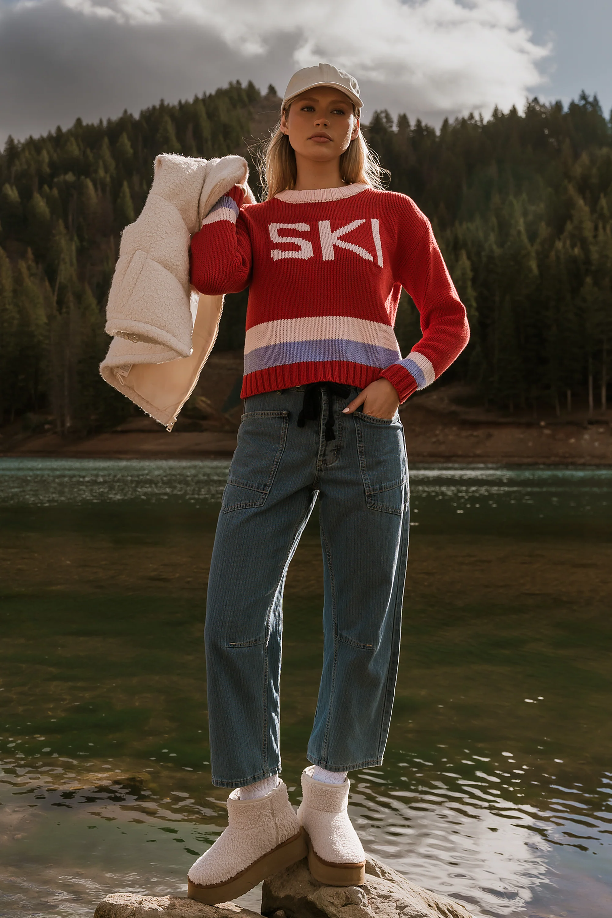Jocelyn Barrel Jeans in Medium Wash Stripe - Image 3