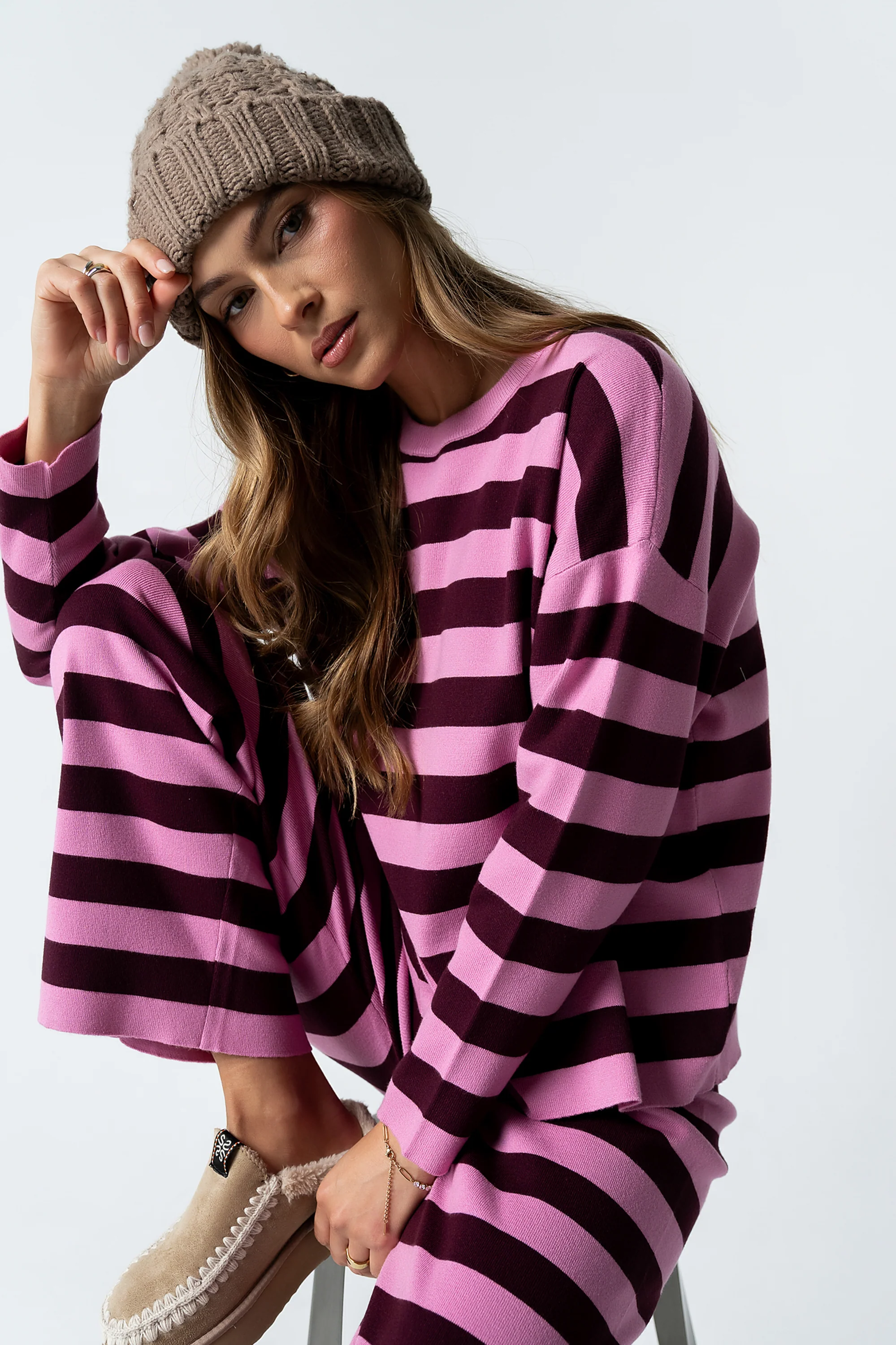 Joey Striped Sweater in Berry - Image 5