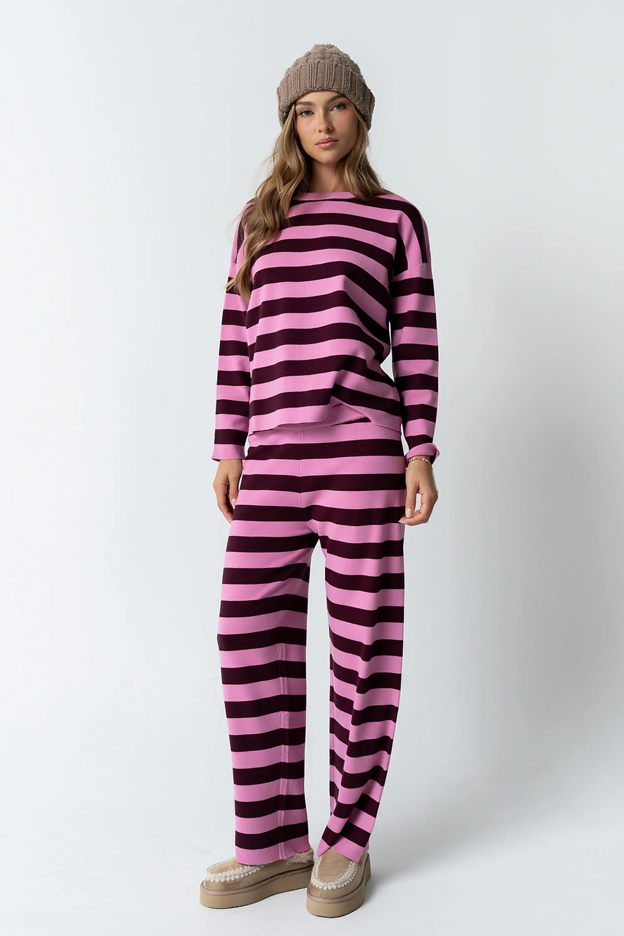 Joey Striped Sweater in Berry - Image 8