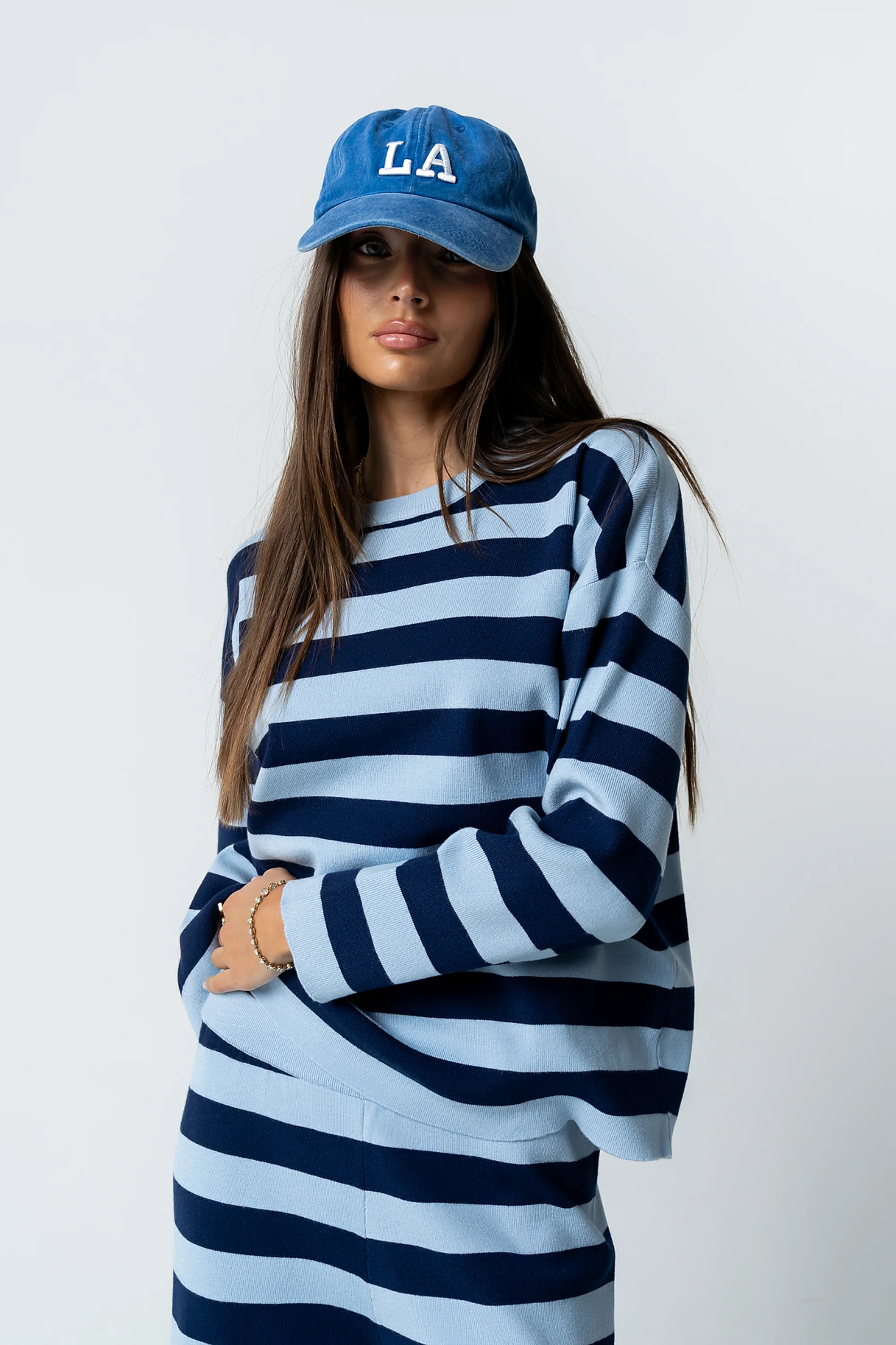 Joey Striped Sweater in Navy - Image 2